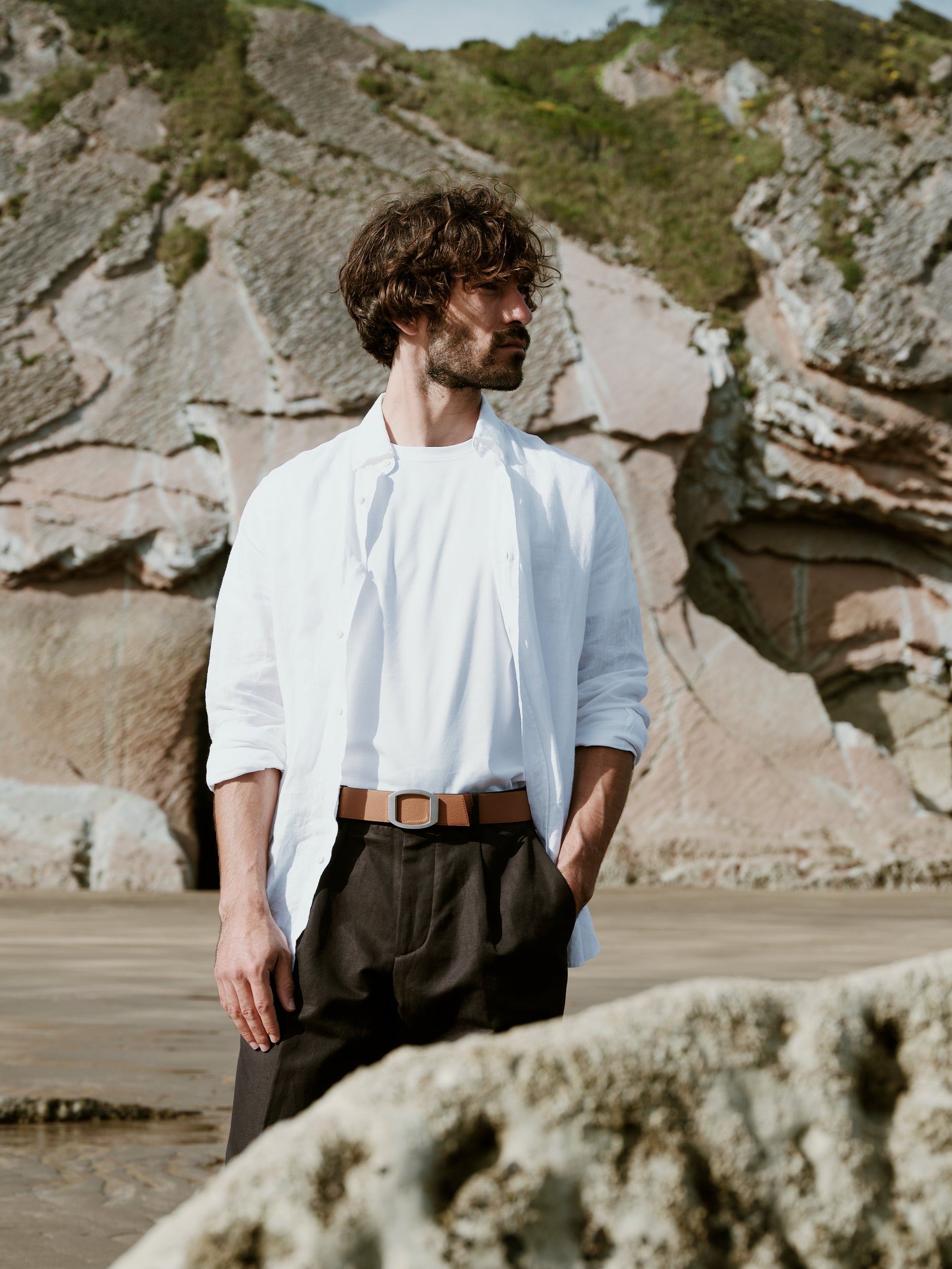 Ceinture homme en cuir gold Concorde palladium 38 mm réversible