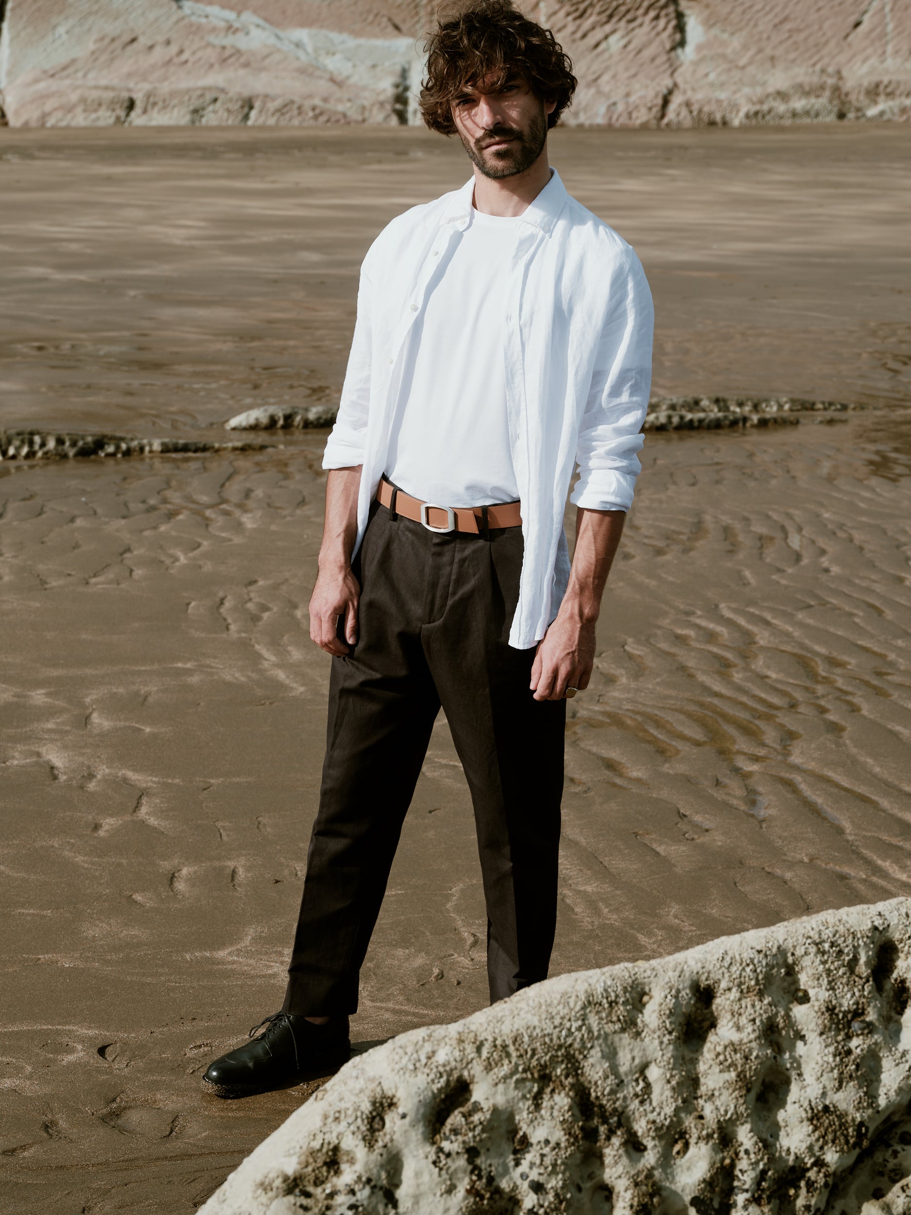 Ceinture homme en cuir gold Concorde palladium 38 mm réversible