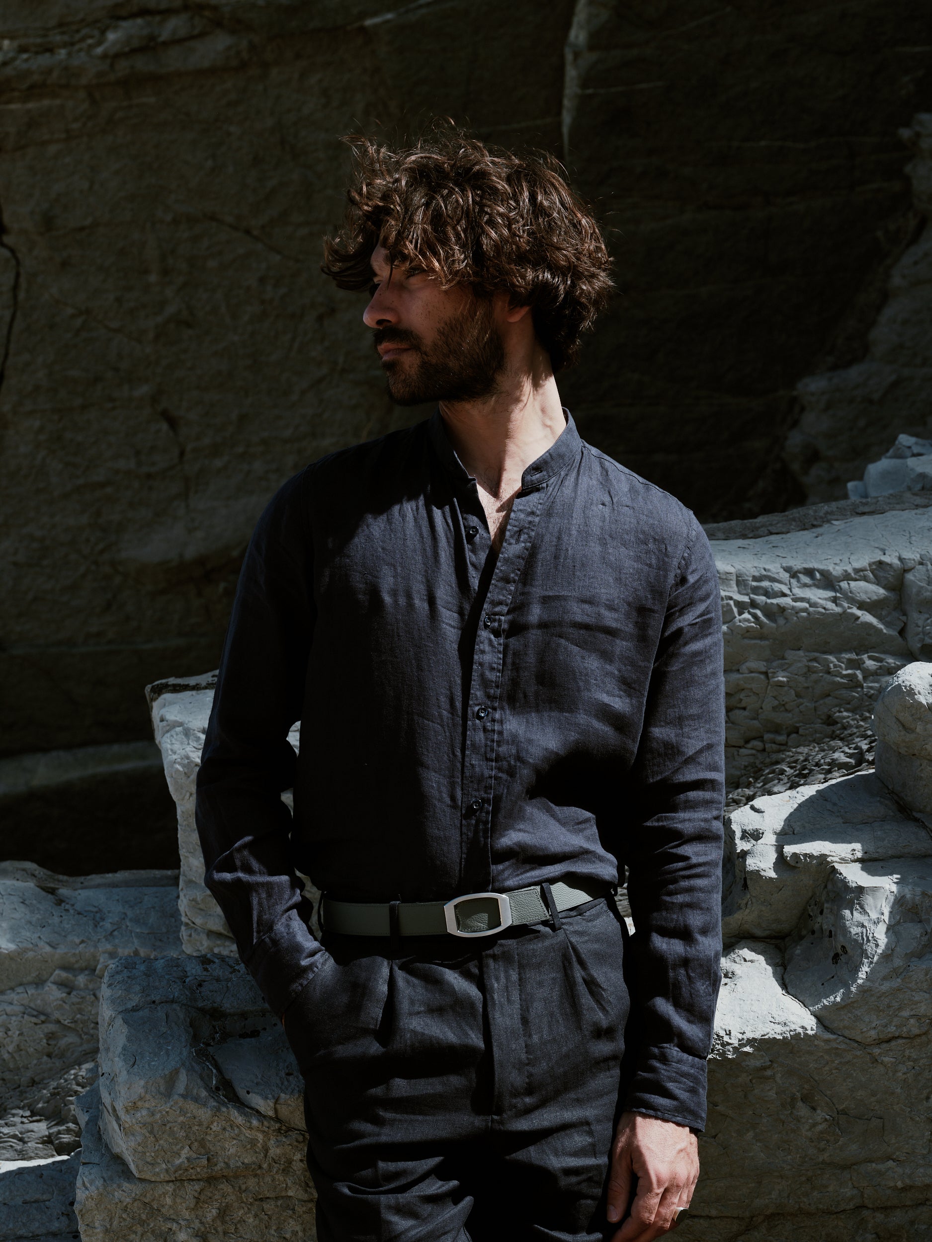 Ceinture homme en cuir gris Concorde palladium 32 mm réversible