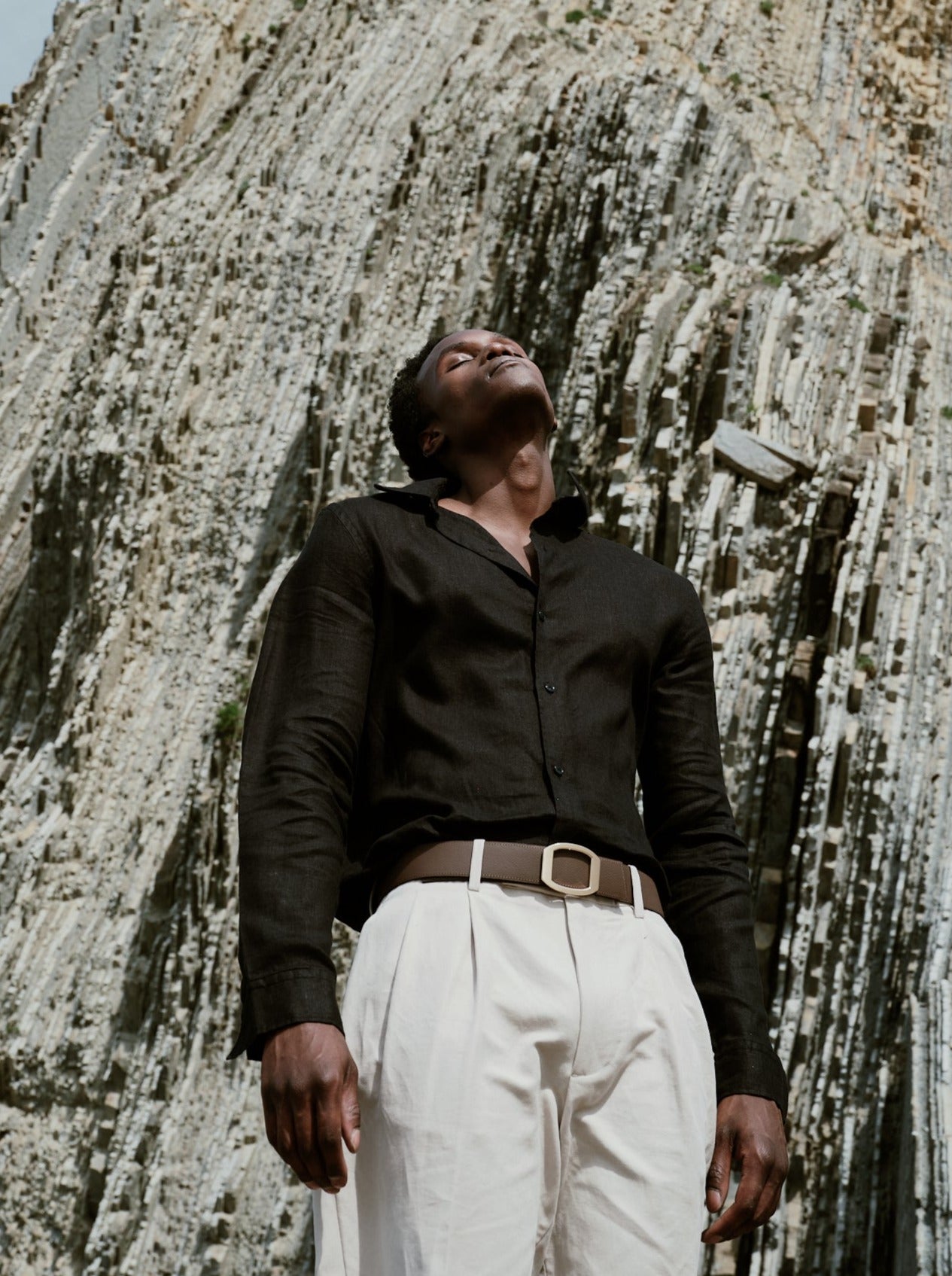 Ceinture homme en cuir marron Concorde plaquée or 38 mm réversible