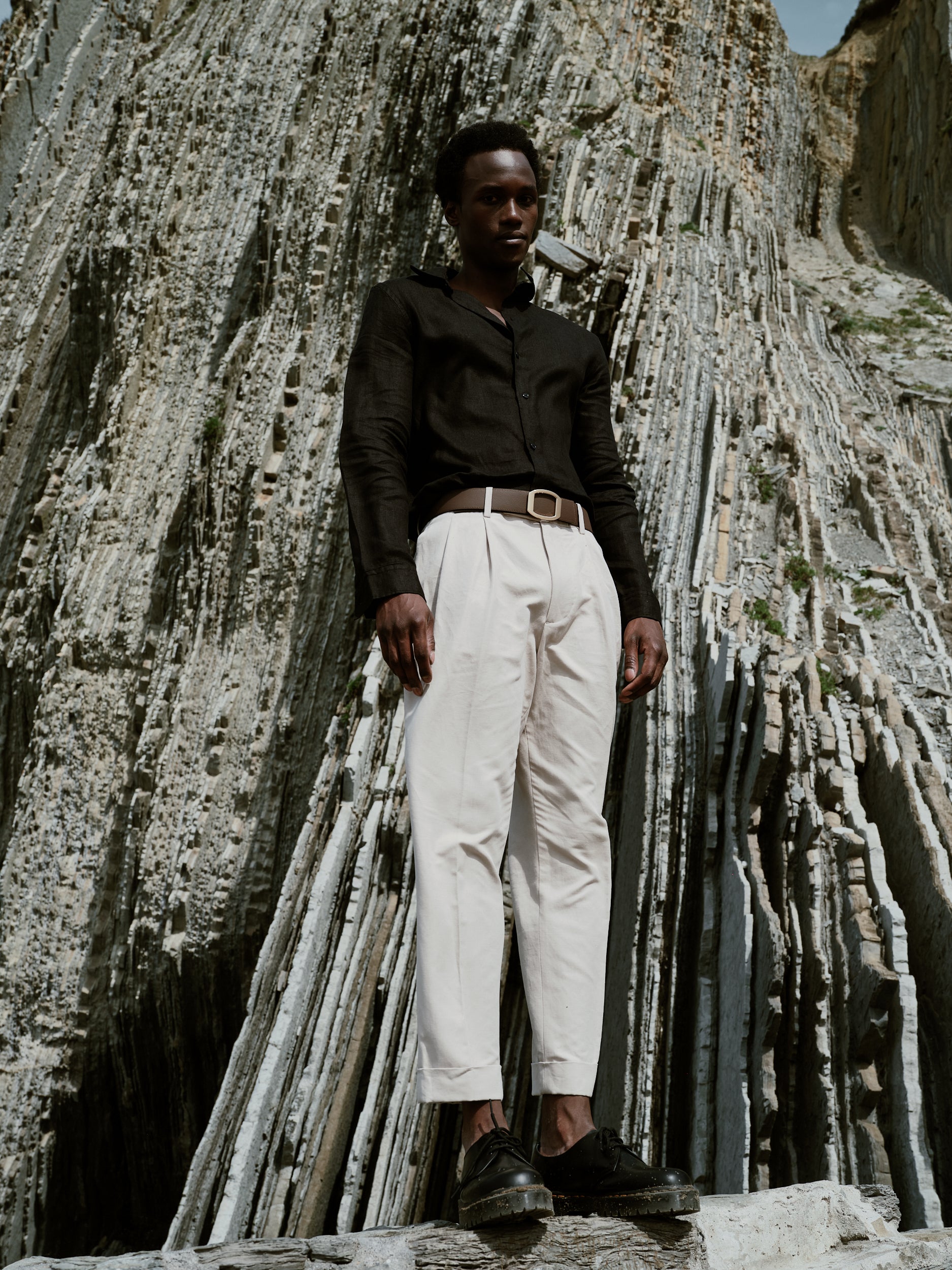 Ceinture homme en cuir marron Concorde plaquée or 38 mm réversible