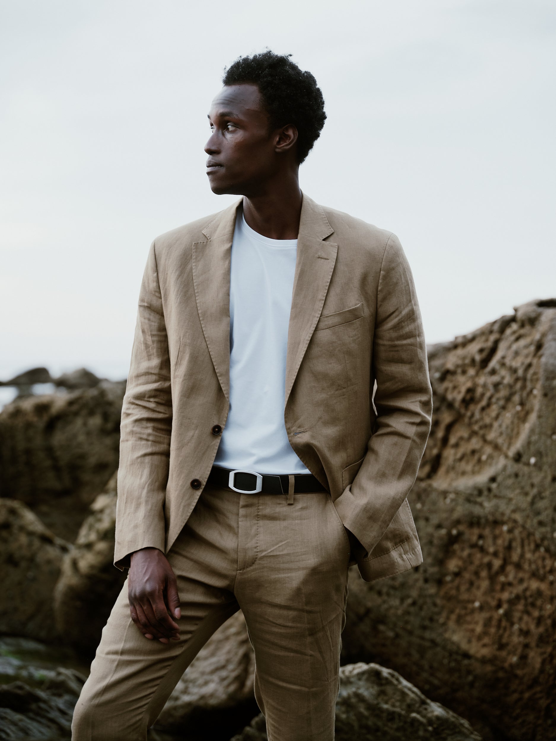 Ceinture homme en cuir noir Concorde palladium 32 mm réversible