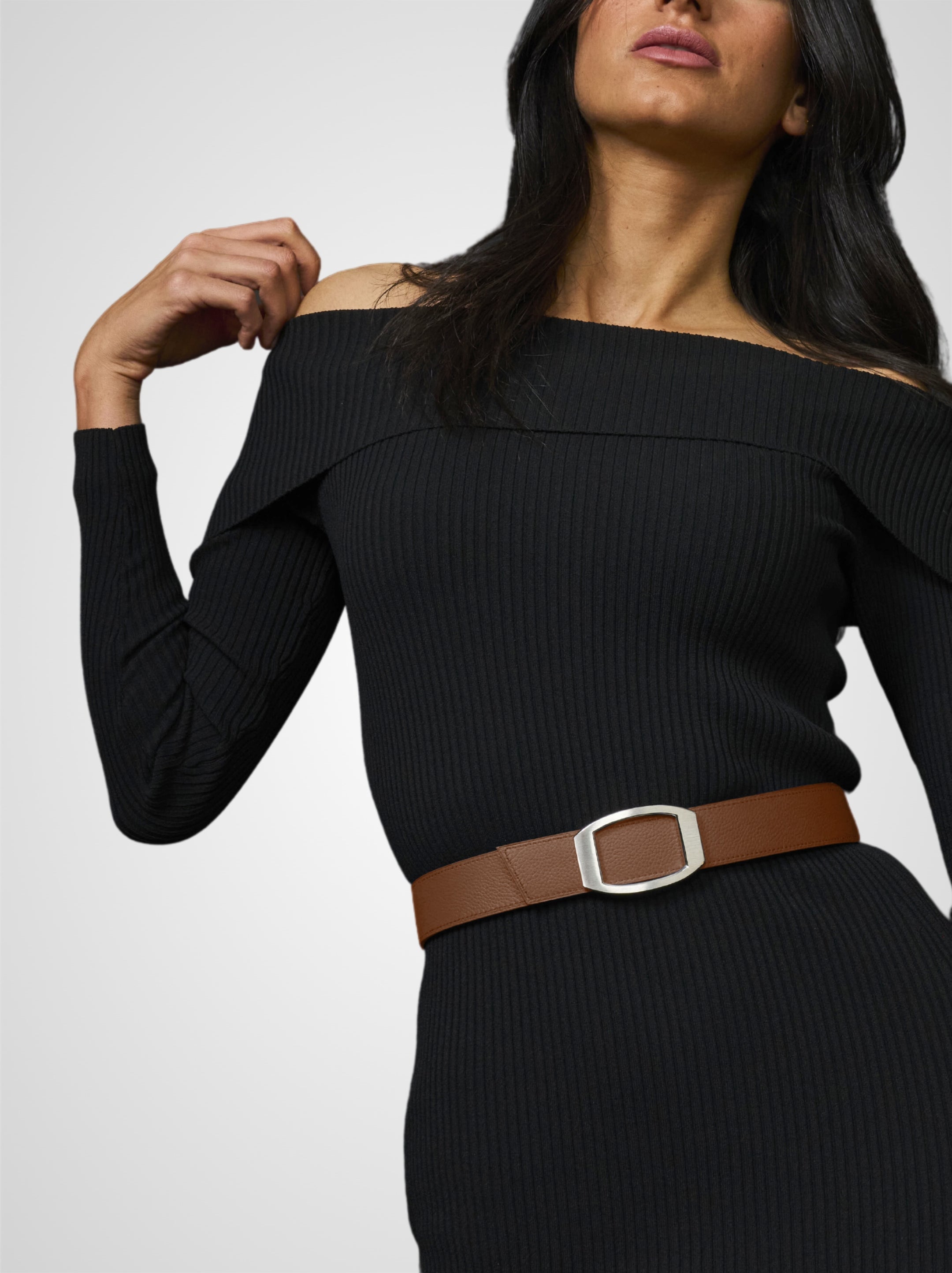 Ceinture femme en cuir marron Concorde palladium 32 mm réversible