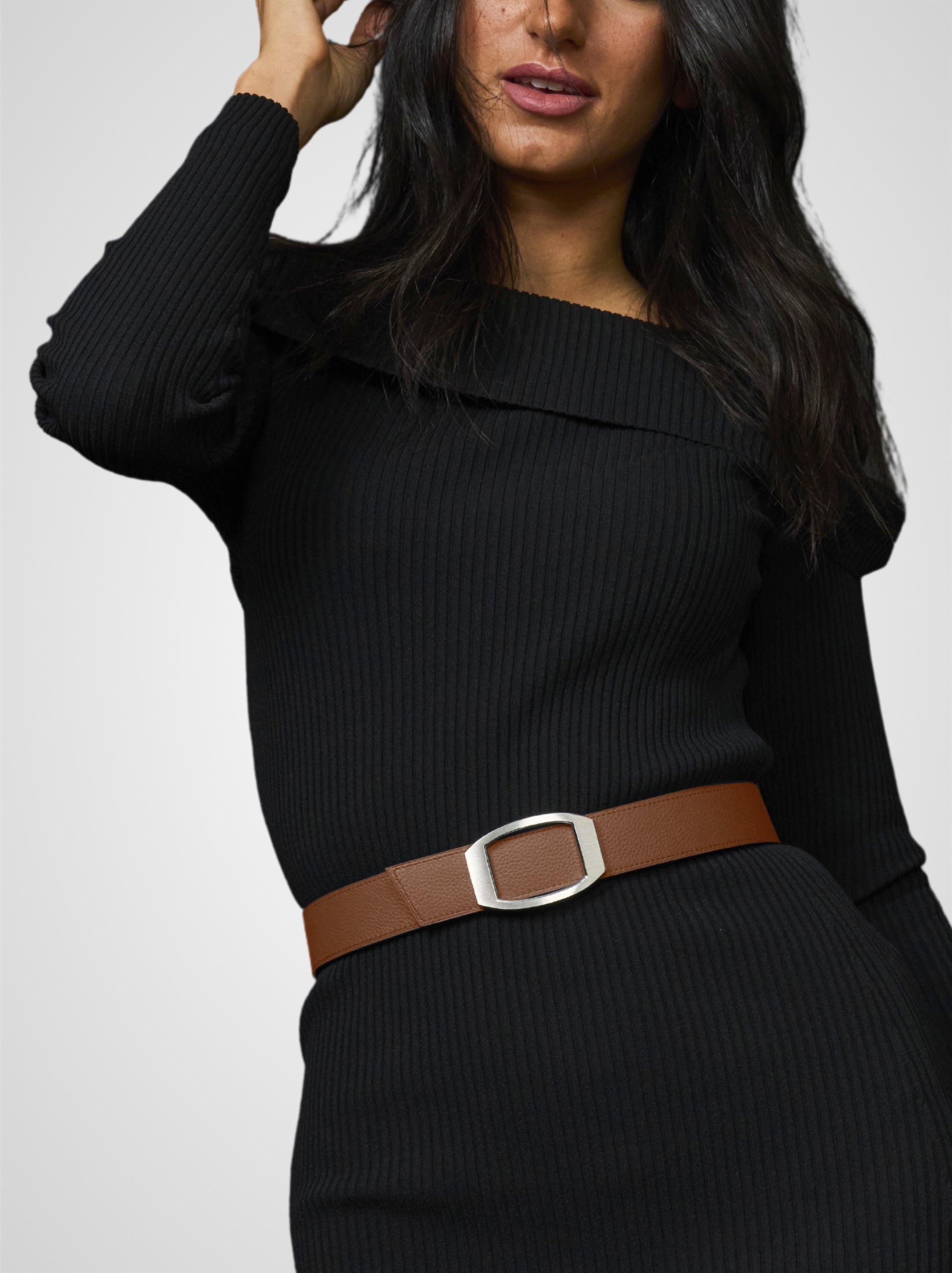 Ceinture femme en cuir marron Concorde palladium 32 mm réversible