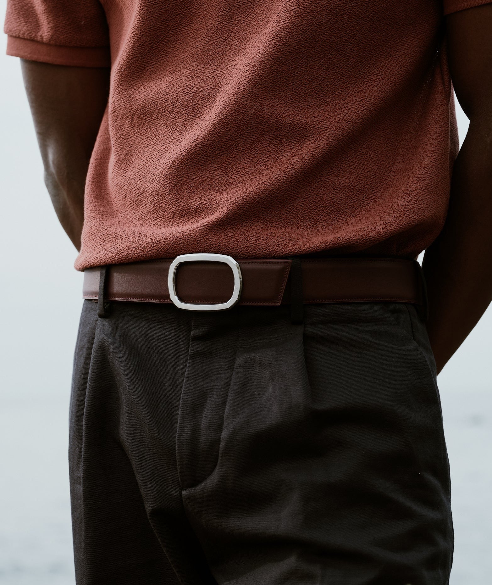 Ceinture homme en cuir bordeaux Panthéon palladium 38 mm réversible