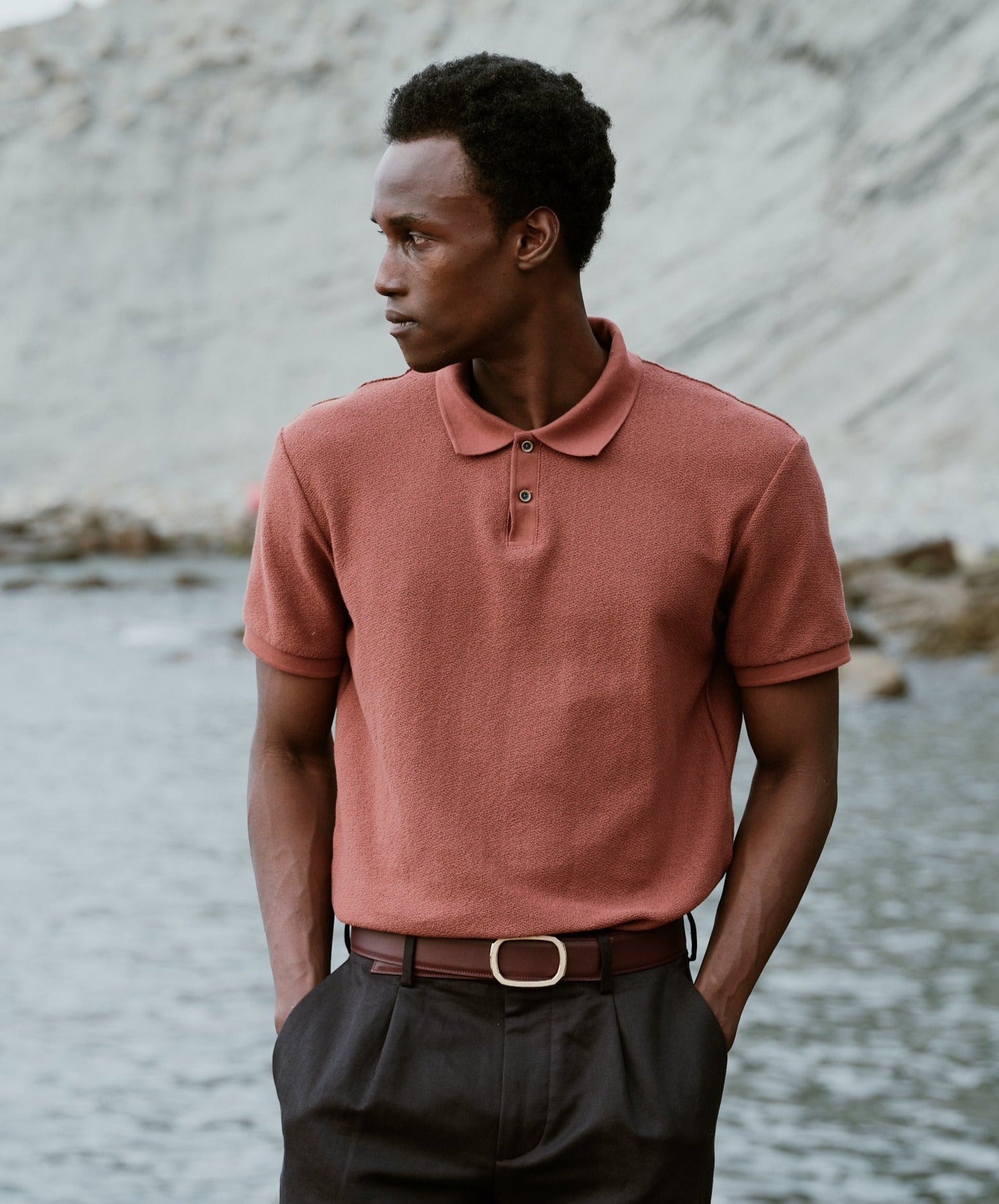 Ceinture homme en cuir bordeaux Panthéon plaquée or 38 mm réversible