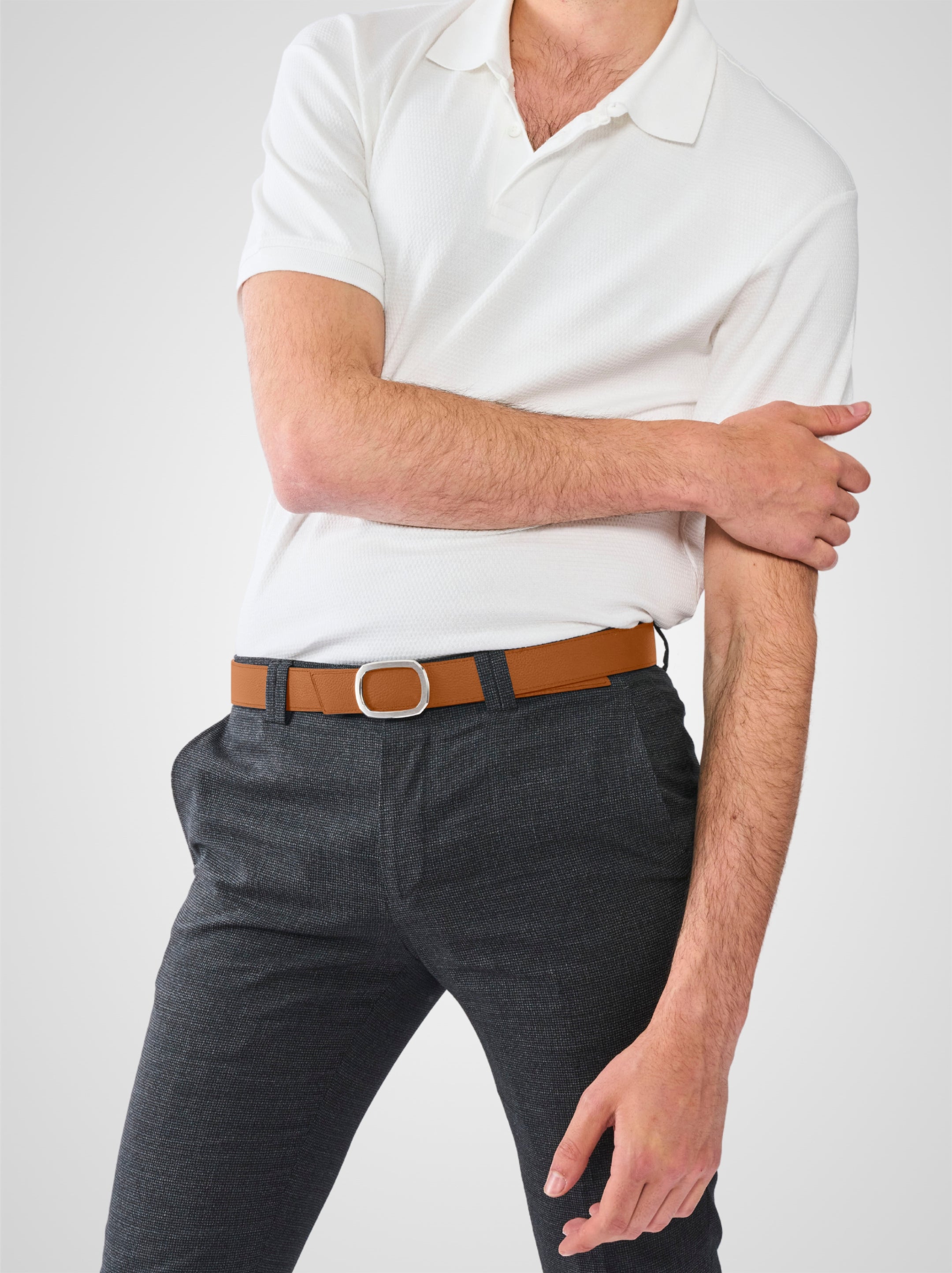 Ceinture homme en cuir gold Panthéon palladium 32 mm réversible