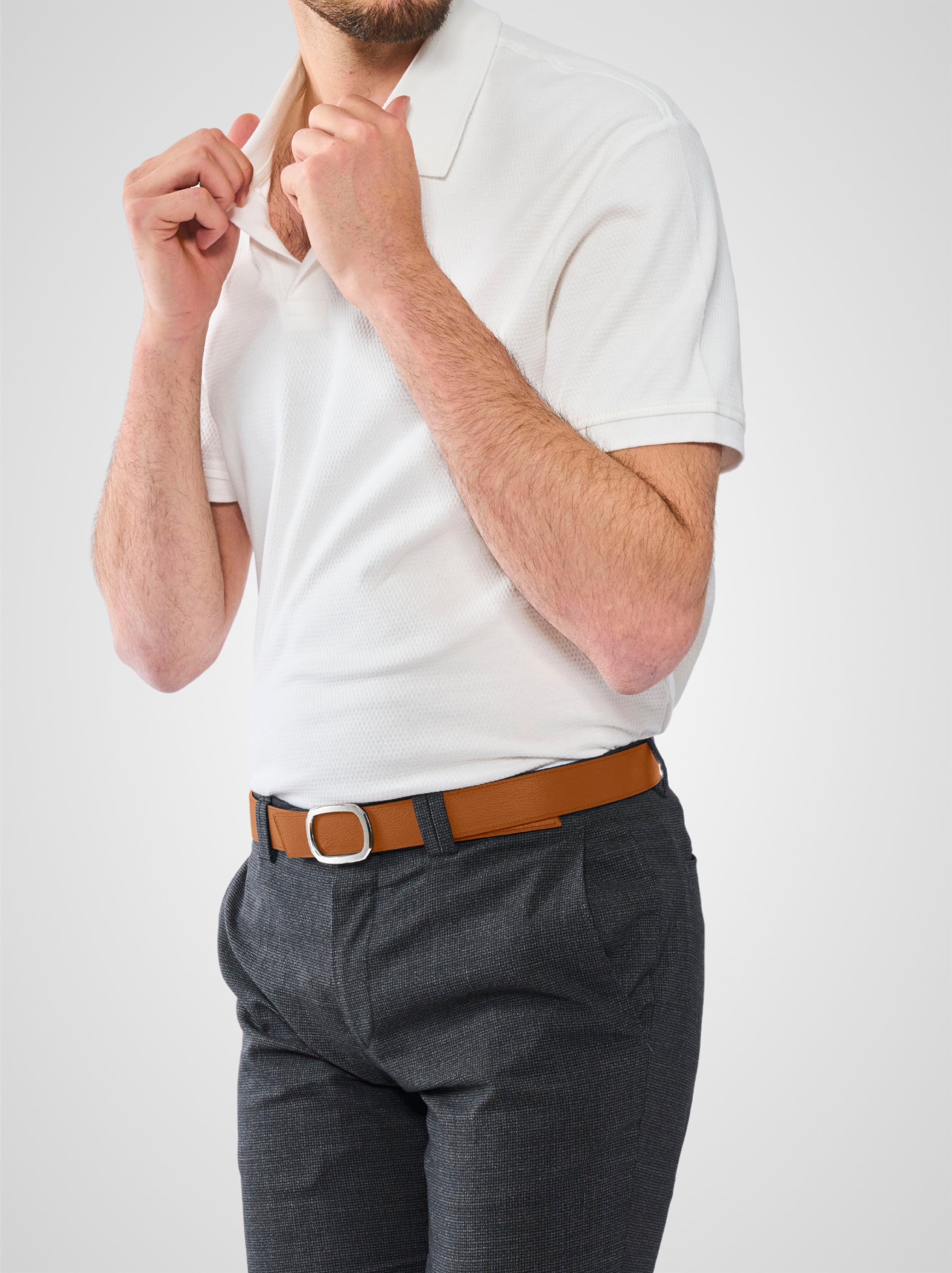 Ceinture homme en cuir gold Panthéon palladium 32 mm réversible