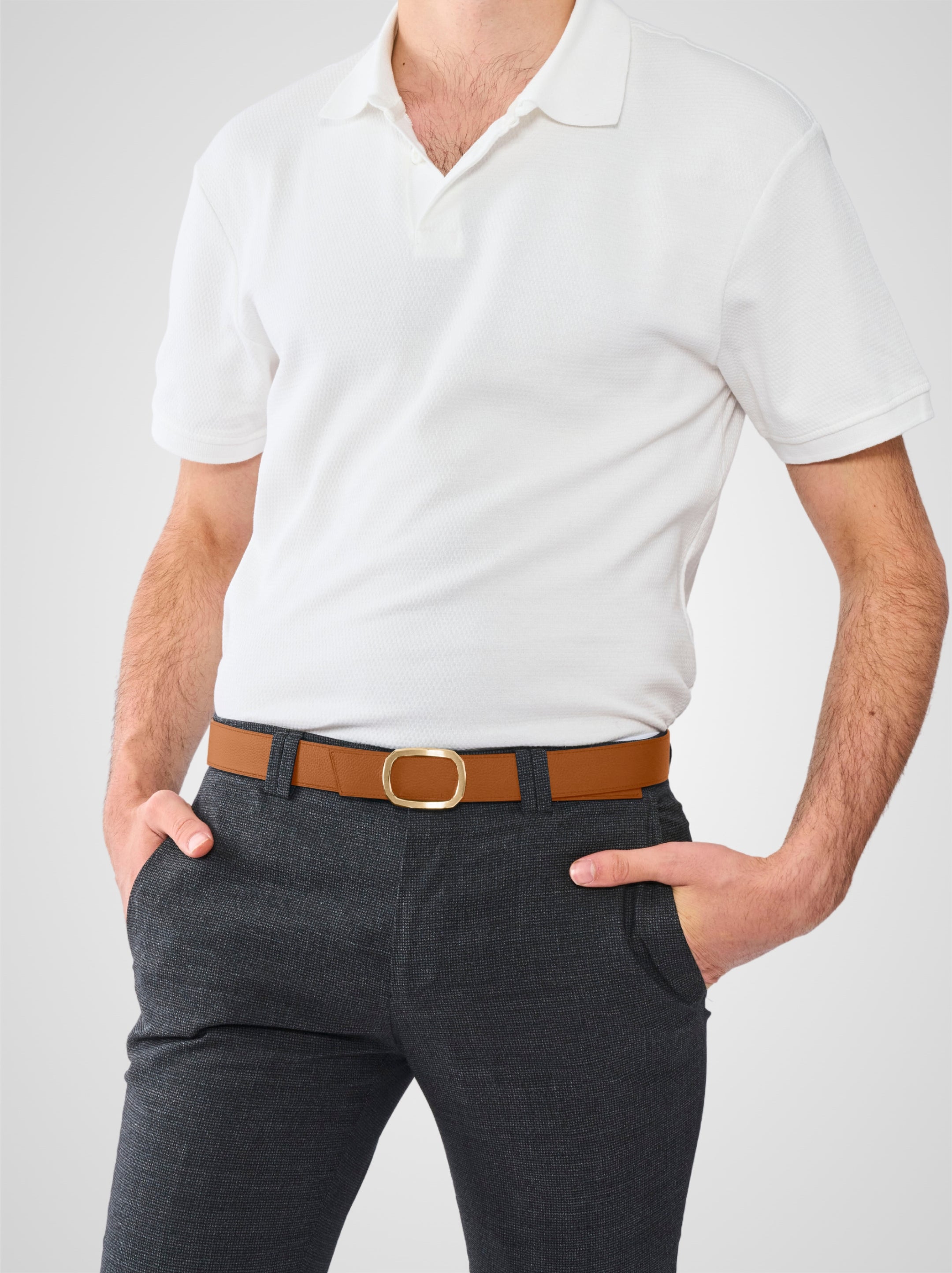 Ceinture homme en cuir gold Panthéon plaquée or 32 mm réversible