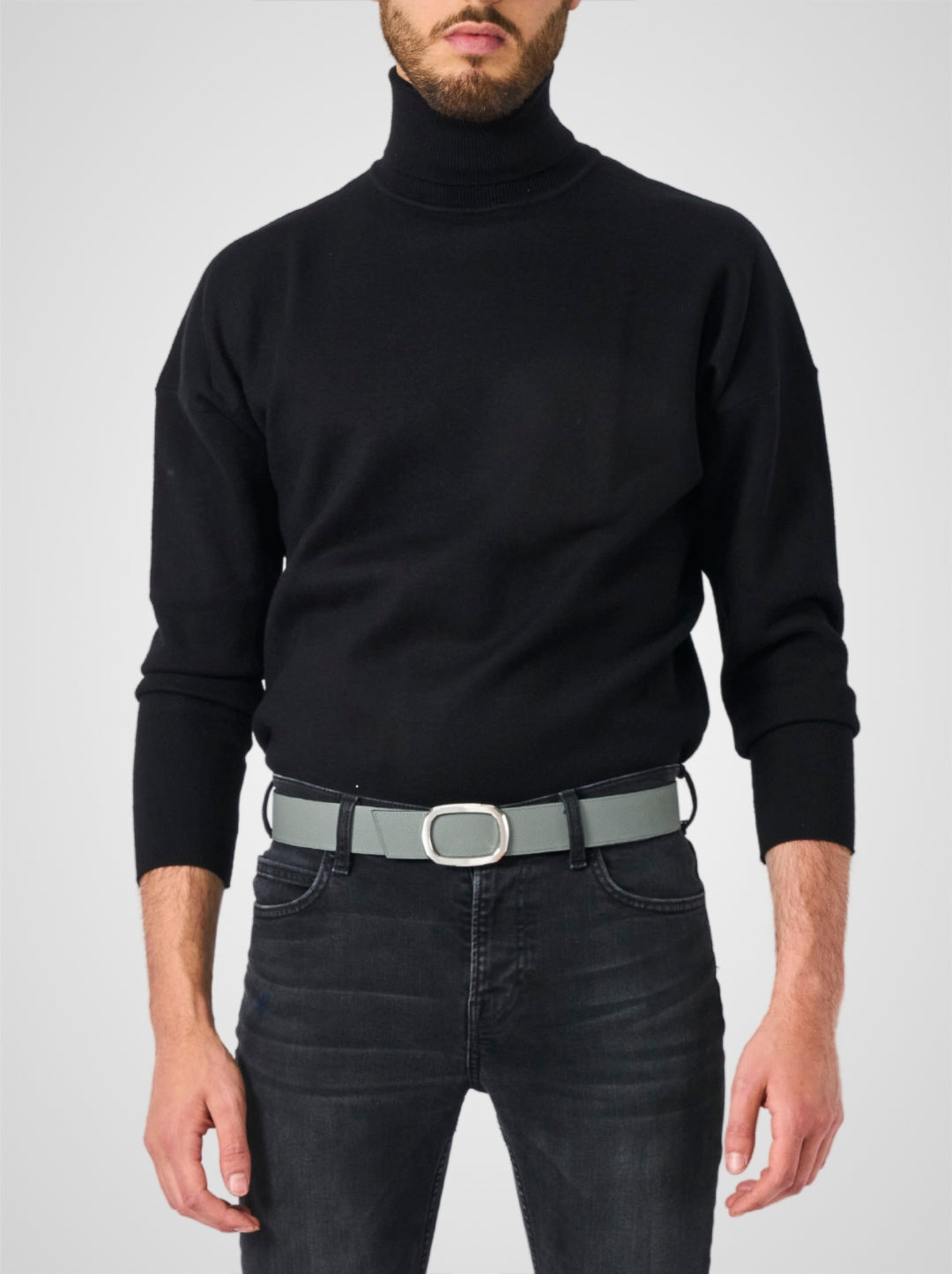 Ceinture homme en cuir gris Panthéon palladium 38 mm réversible