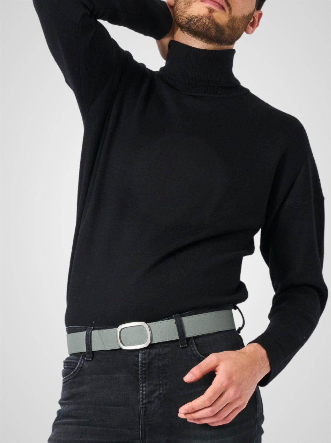 Ceinture homme en cuir gris Panthéon palladium 38 mm réversible