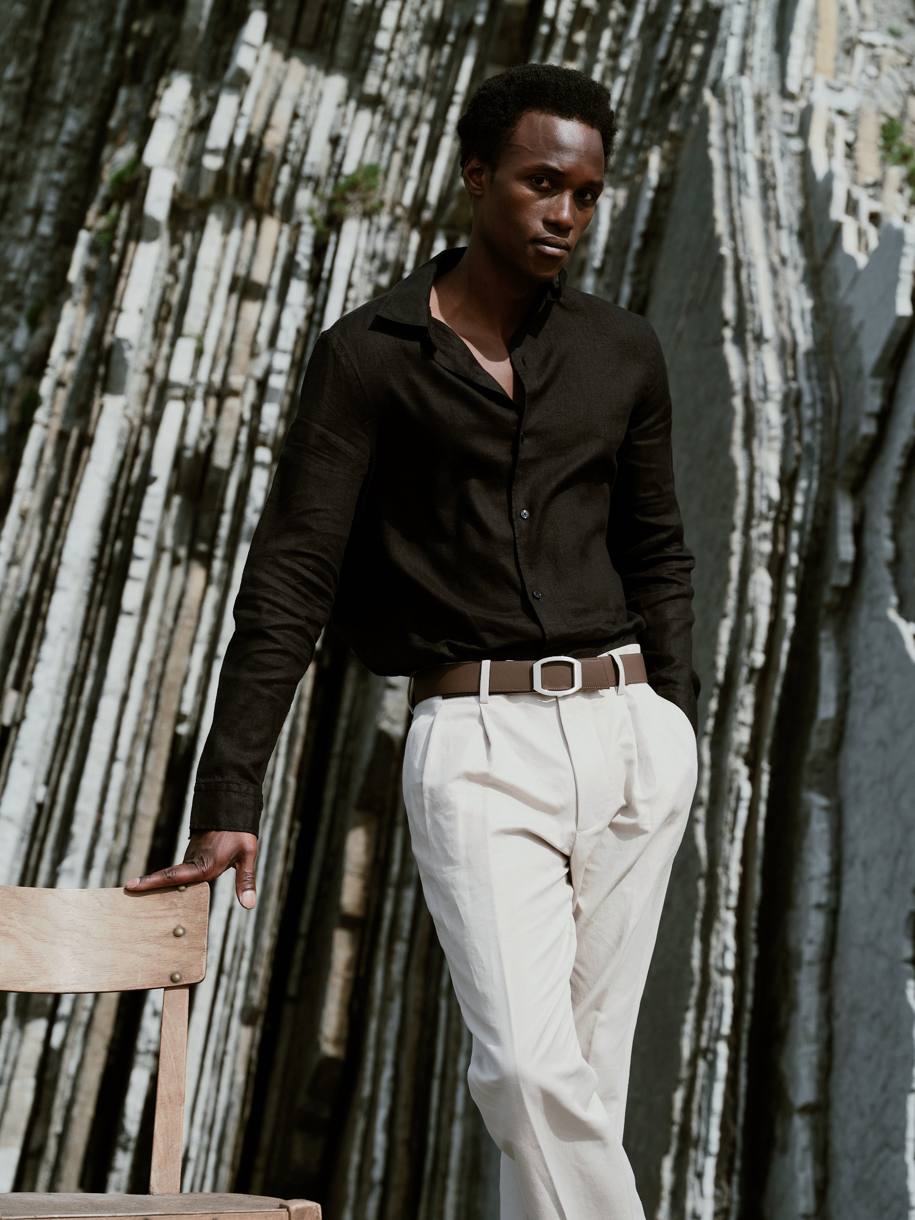 Ceinture homme en cuir marron Concorde palladium 38 mm réversible