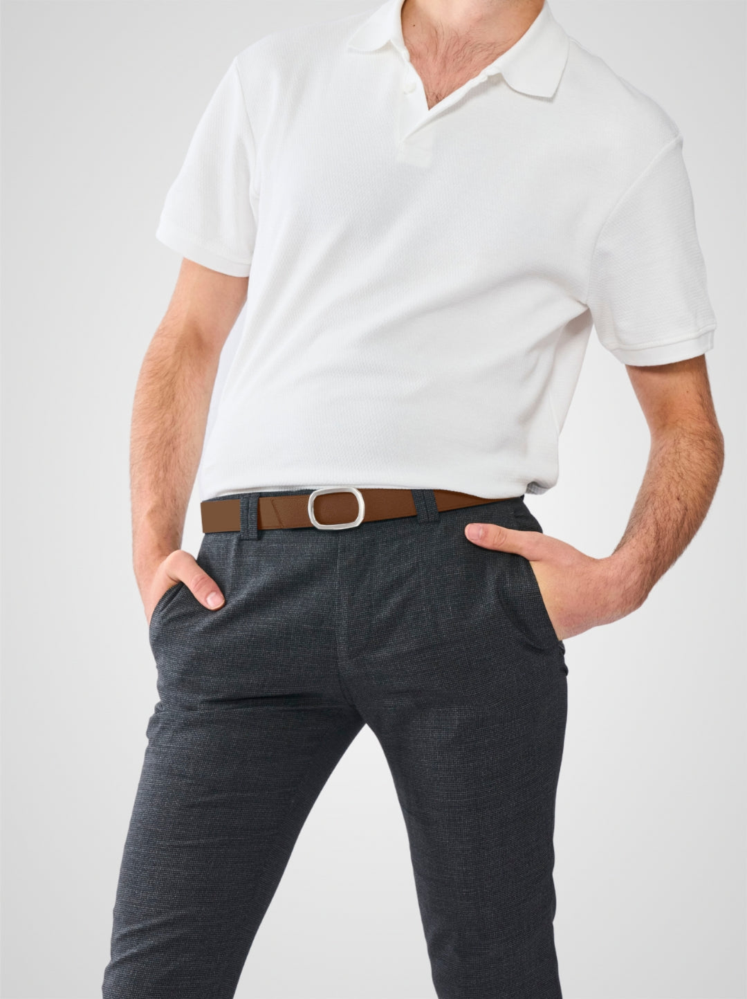 Ceinture homme en cuir marron Panthéon palladium 32 mm réversible