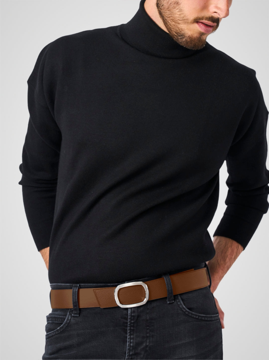 Ceinture homme en cuir marron Panthéon palladium 38 mm réversible