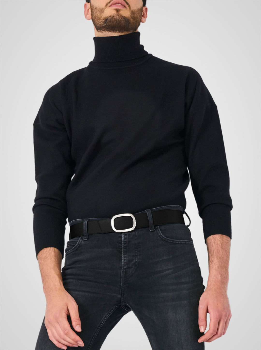 Ceinture homme en cuir noir Panthéon palladium 38 mm réversible