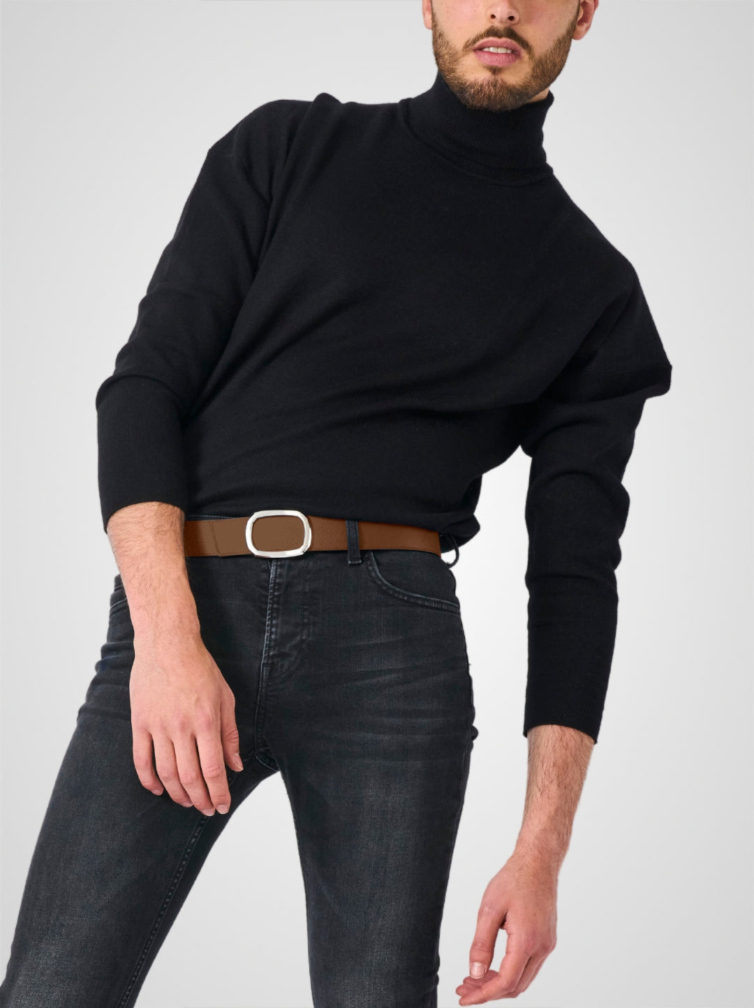 Ceinture homme en cuir marron Panthéon palladium 38 mm réversible