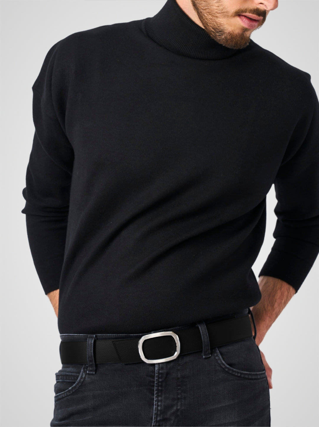 Ceinture homme en cuir noir Panthéon palladium 38 mm réversible