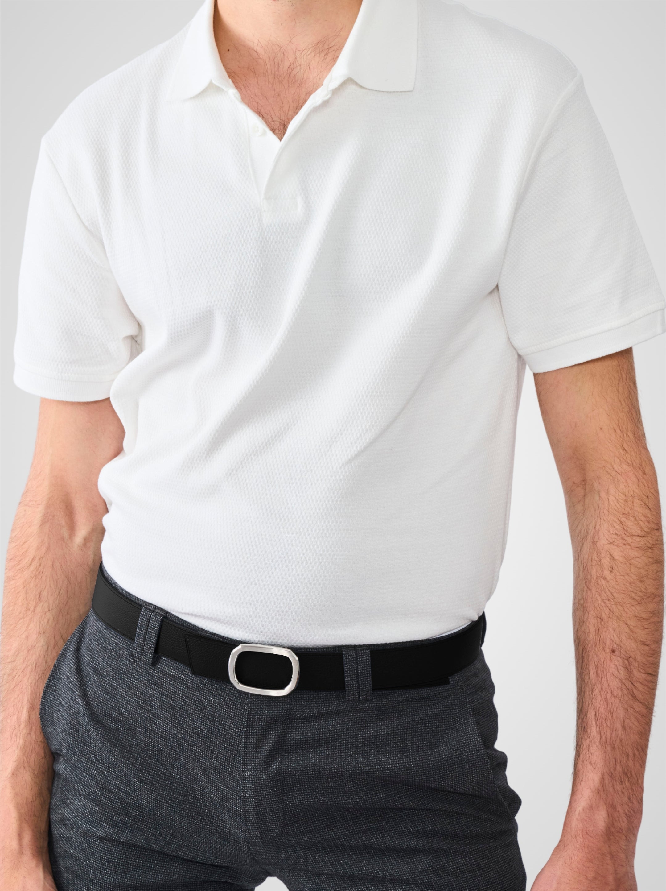 Ceinture homme en cuir noir Panthéon palladium 32 mm réversible