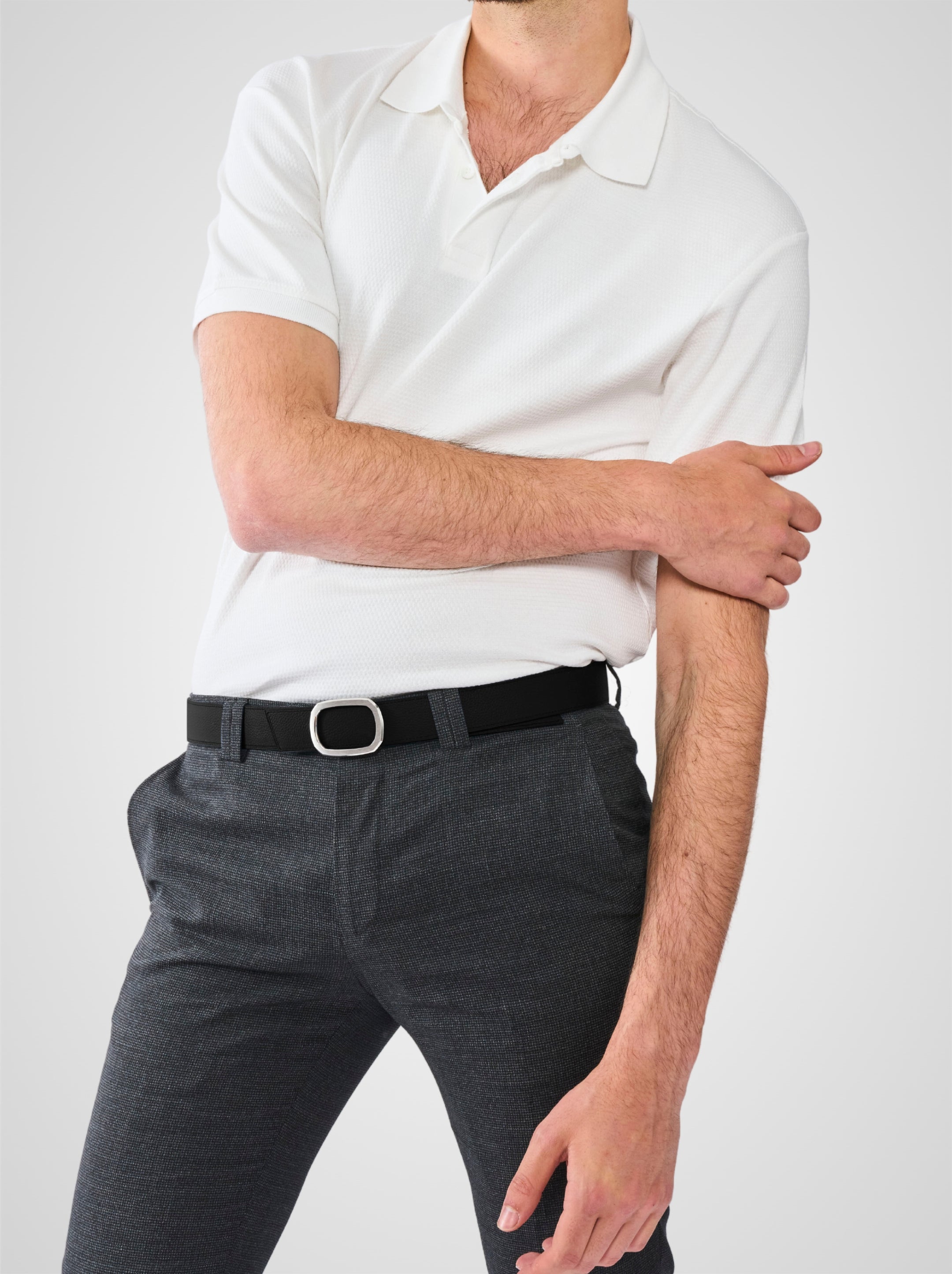 Ceinture homme en cuir noir Panthéon palladium 32 mm réversible