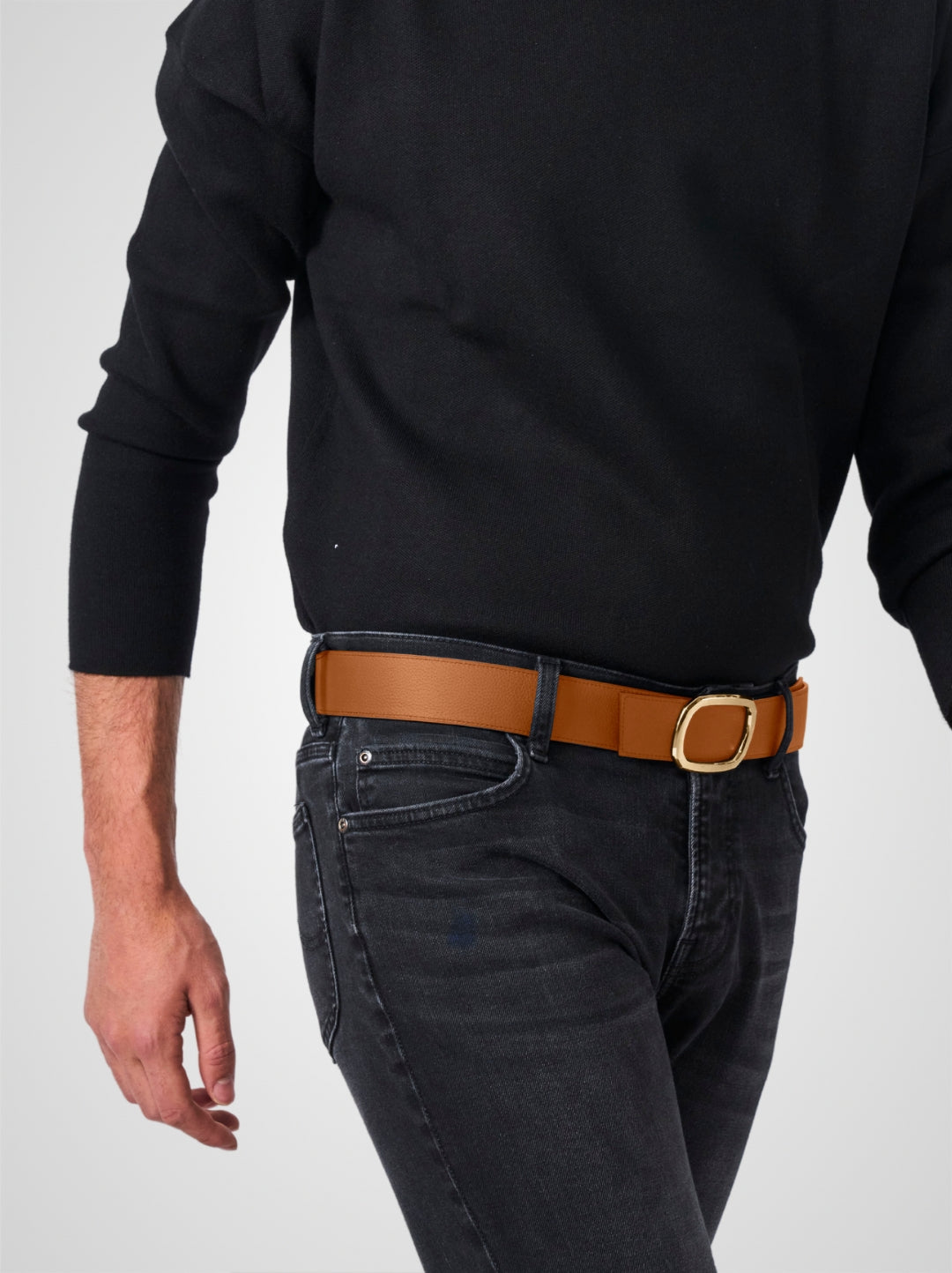 Ceinture homme en cuir gold Panthéon plaquée or 38 mm réversible