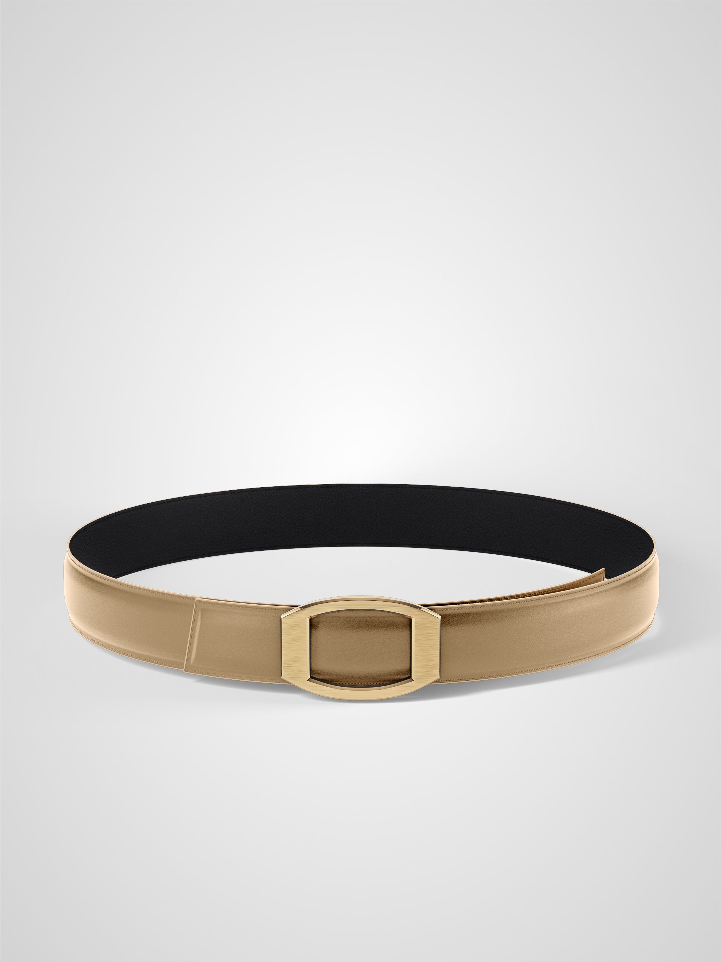 Ceinture homme en cuir noir Concorde plaquée or 32 mm réversible