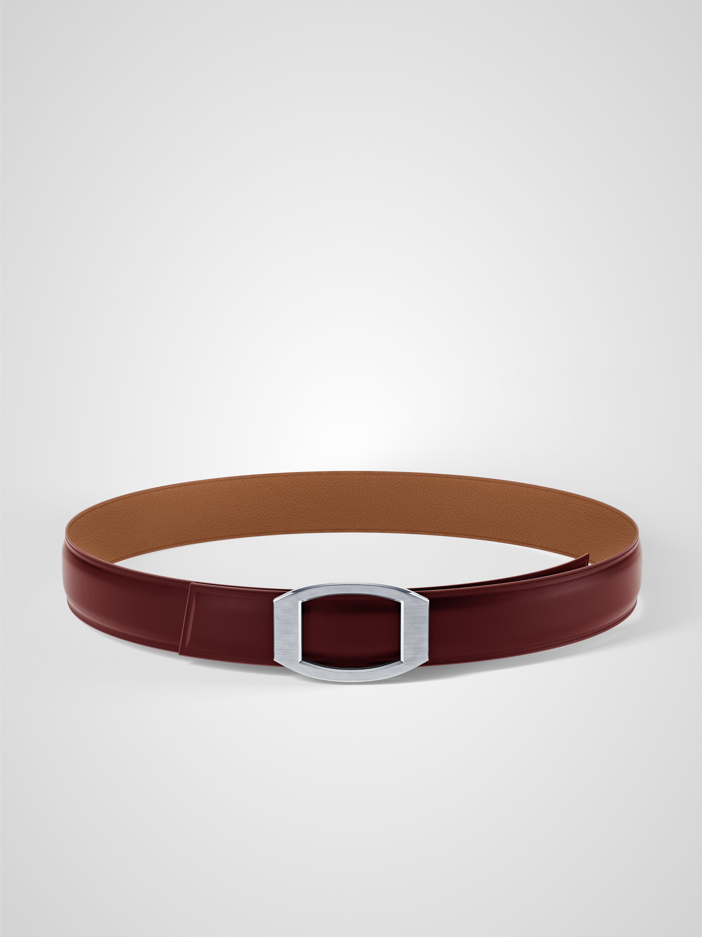 Ceinture femme en cuir bordeaux Concorde palladium 32 mm réversible