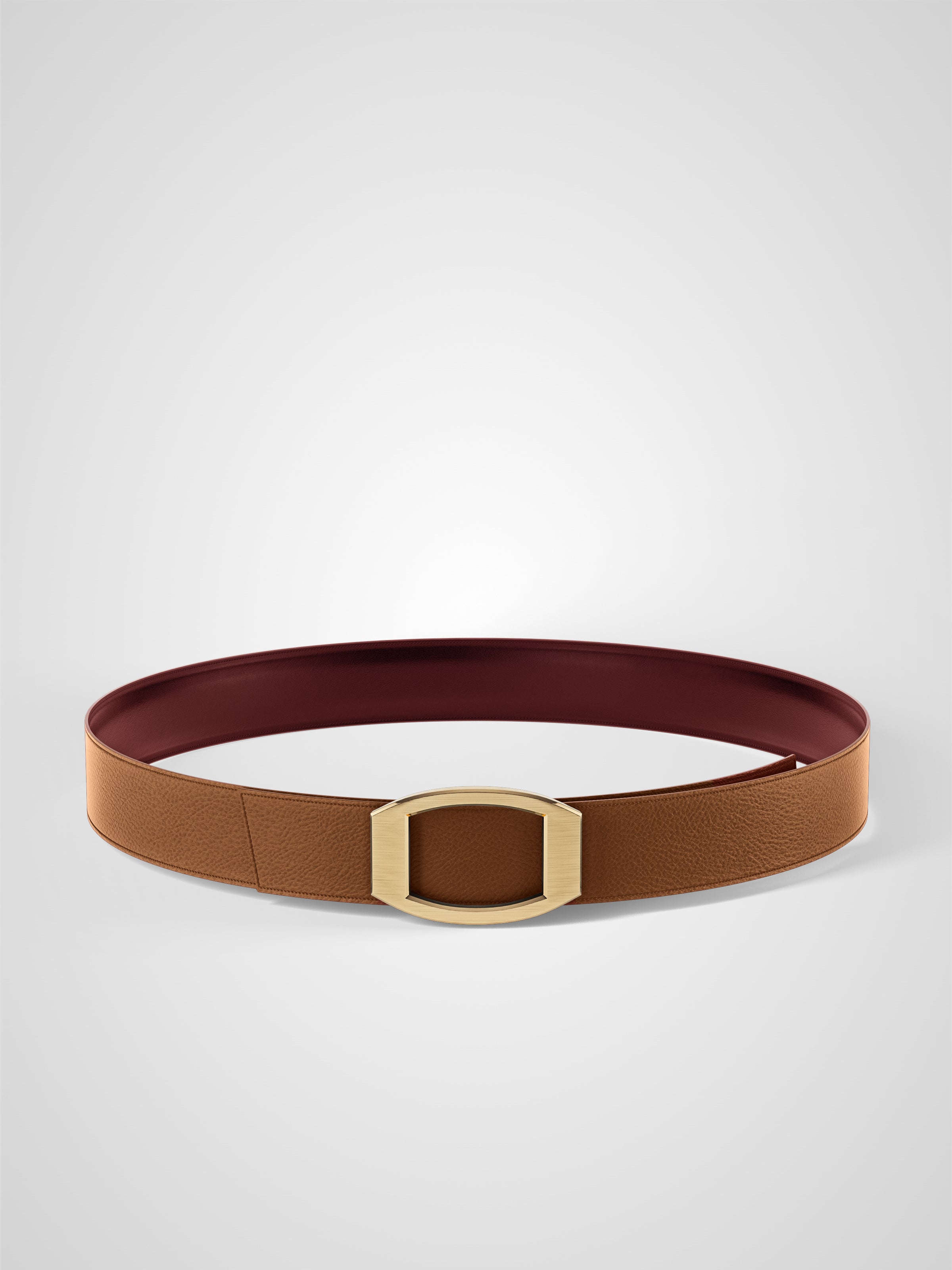 Ceinture femme en cuir bordeaux Concorde plaquée or 32 mm réversible