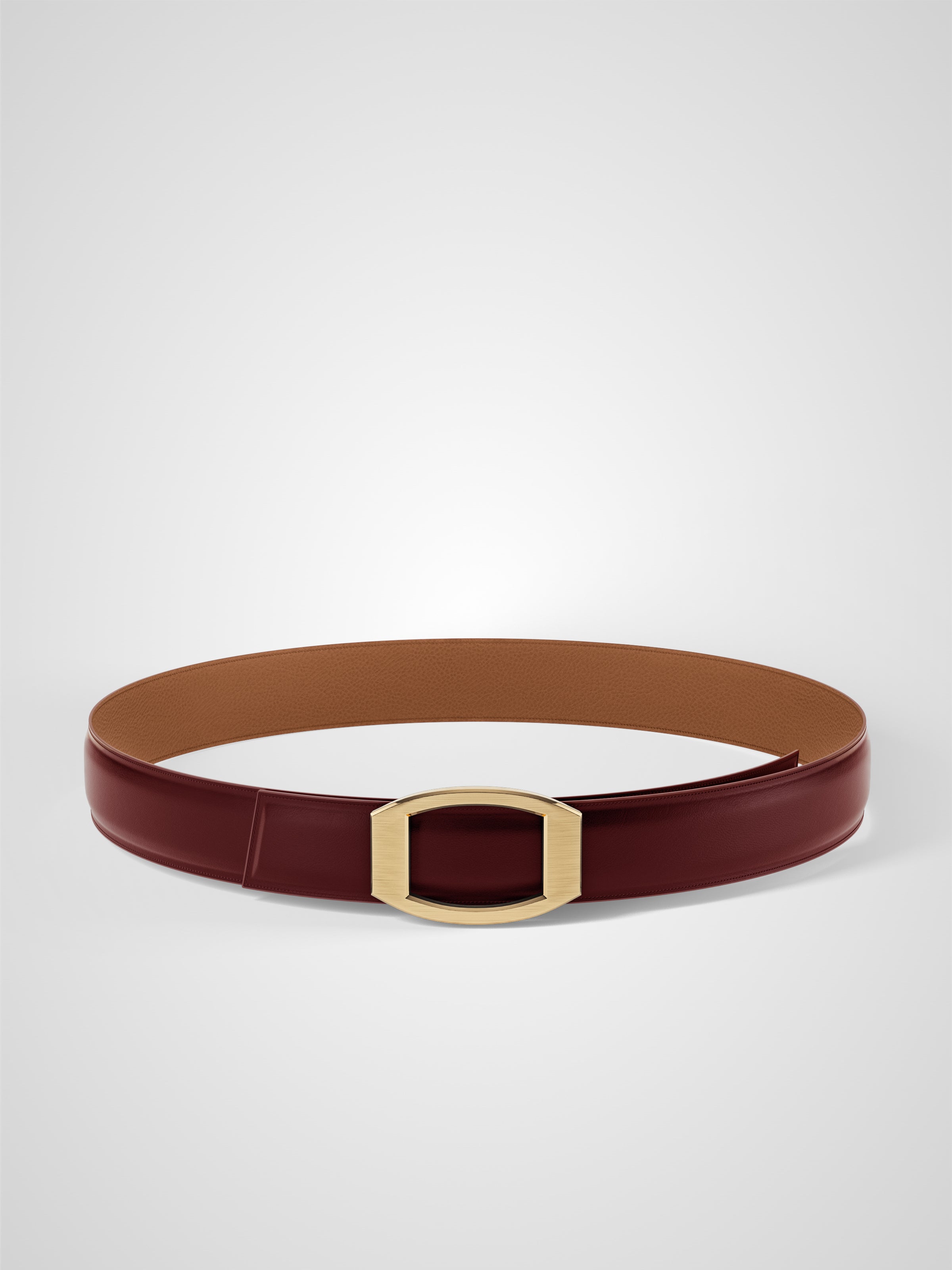 Ceinture homme en cuir bordeaux Concorde plaquée or 32 mm réversible