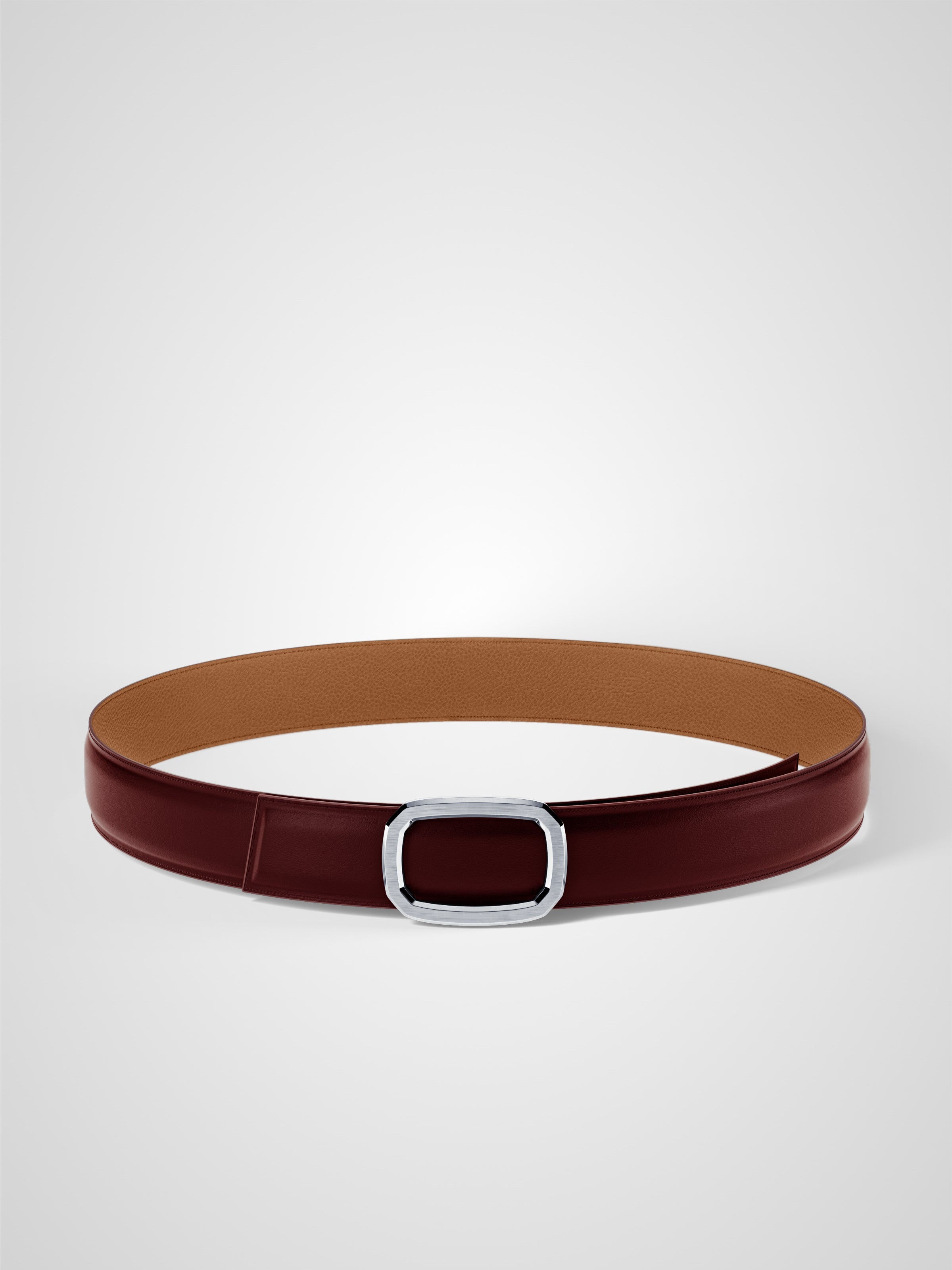 Ceinture homme en cuir bordeaux Panthéon palladium 32 mm réversible
