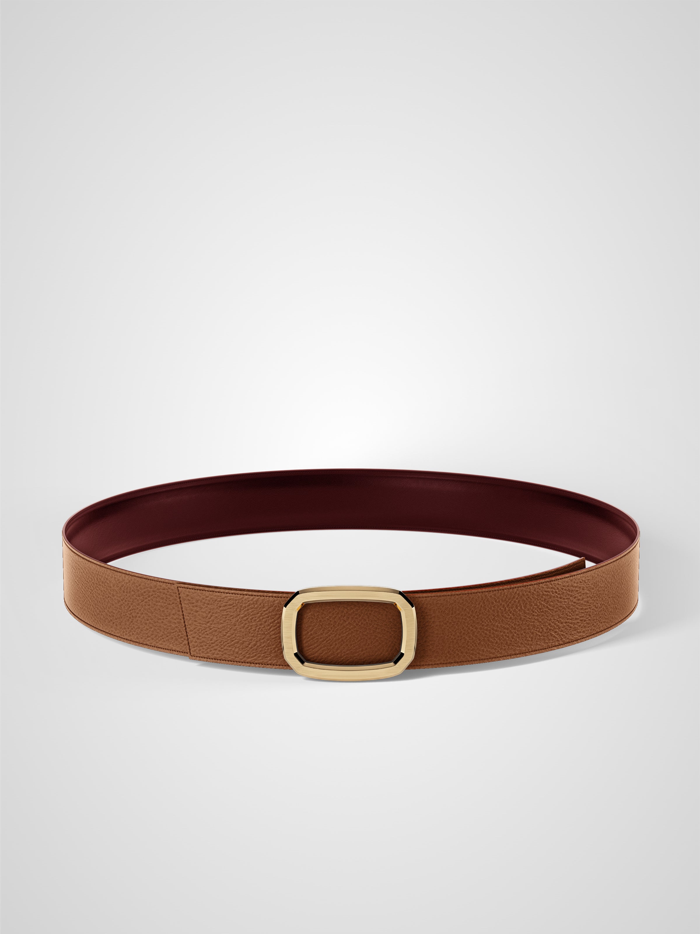 Ceinture femme en cuir bordeaux Panthéon plaquée or 32 mm réversible