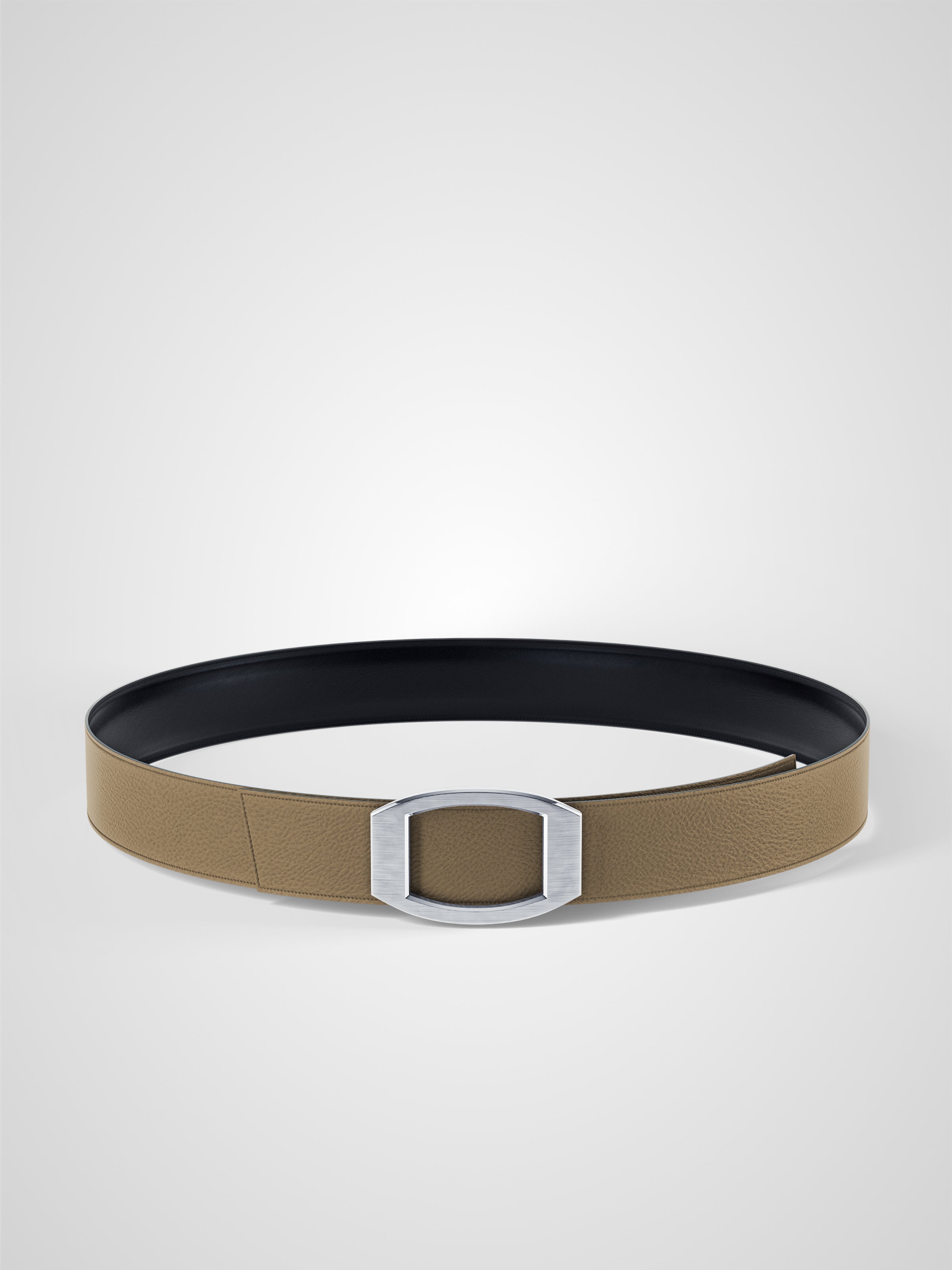 Ceinture femme en cuir beige Concorde palladium 32 mm réversible