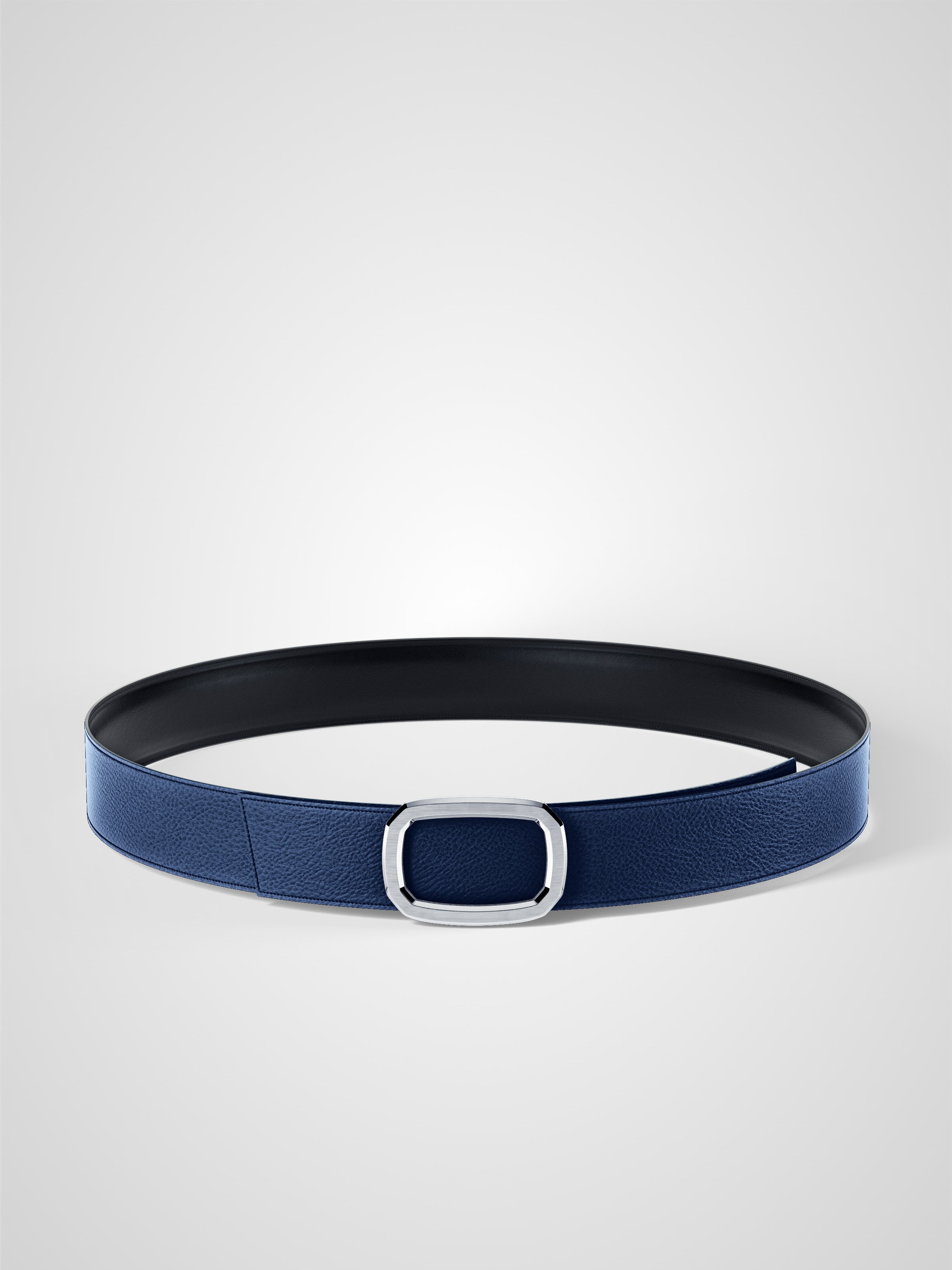 Ceinture femme en cuir bleu marine Panthéon palladium 32 mm réversible