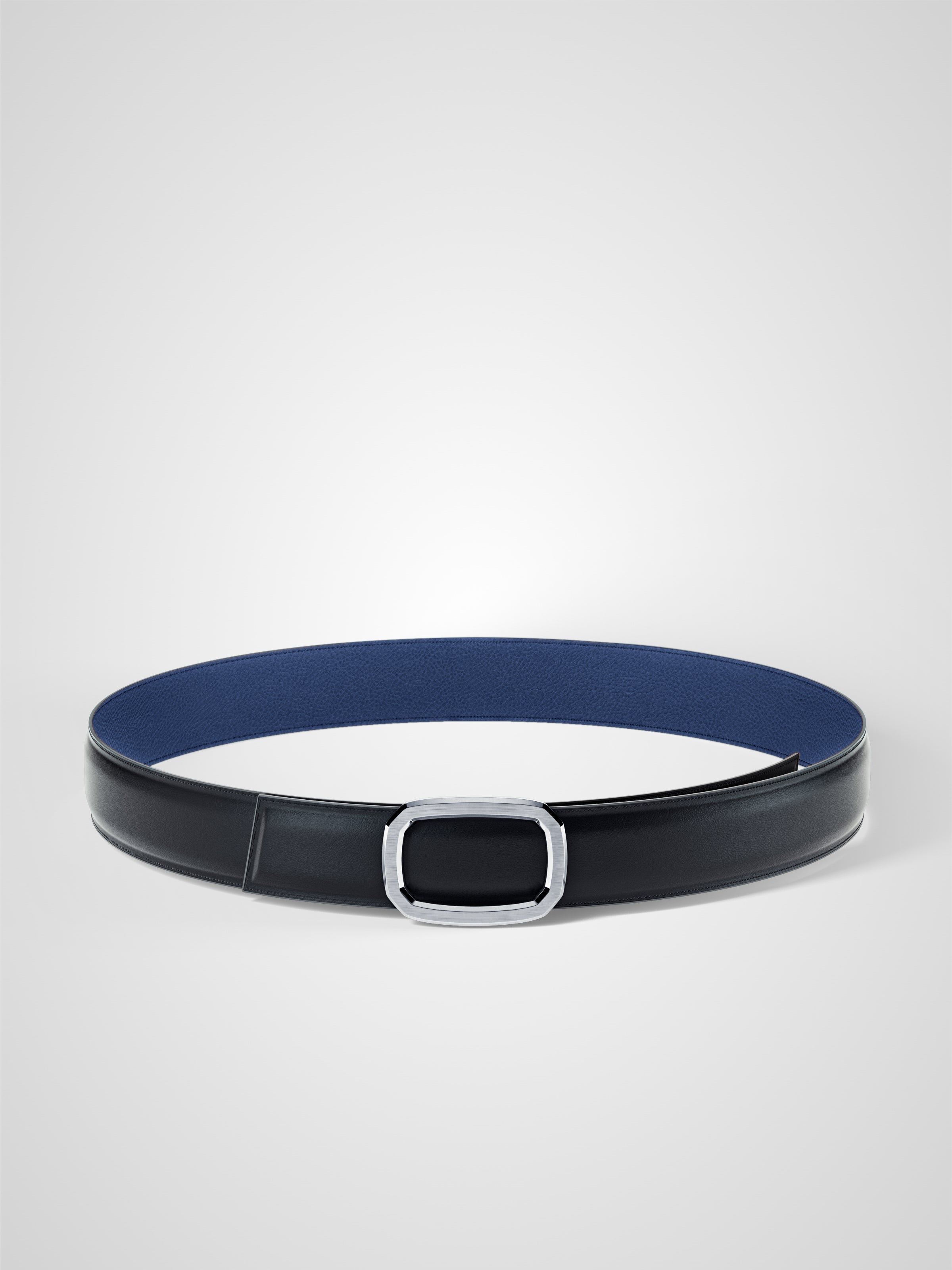 Ceinture homme en cuir bleu marine Panthéon palladium 32 mm réversible