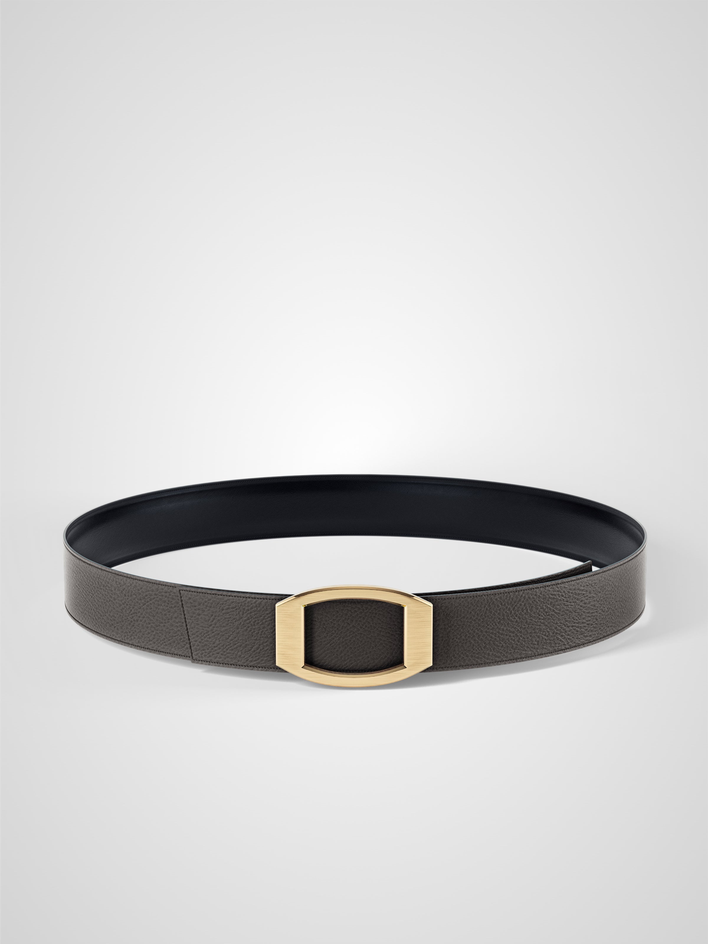 Ceinture femme en cuir gris Concorde plaquée or 32 mm réversible