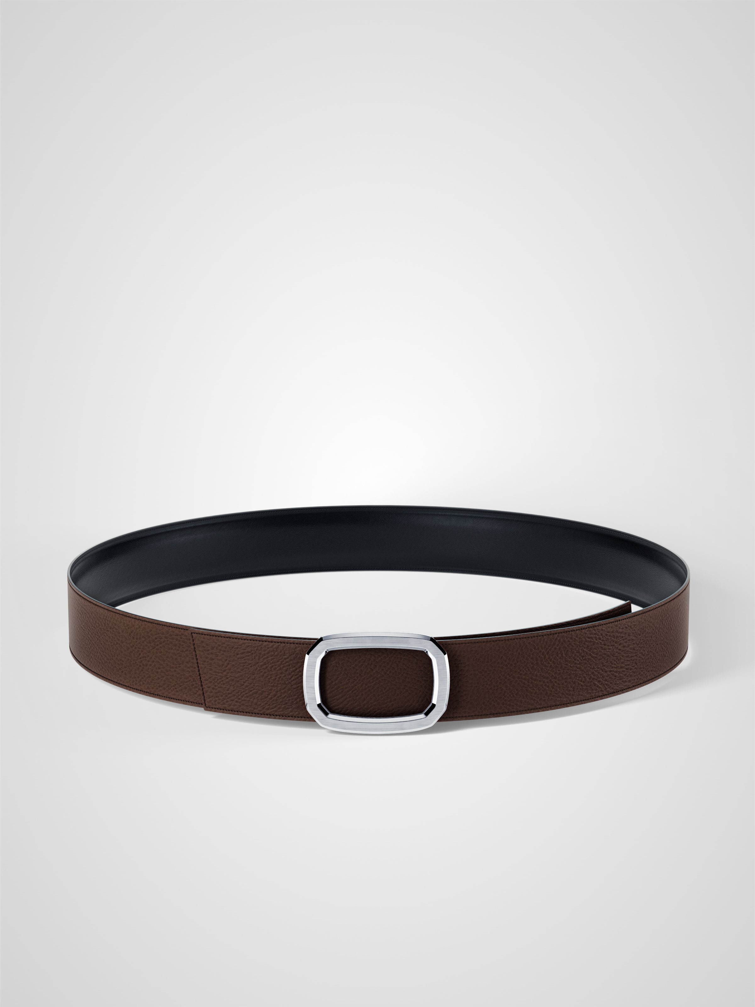 Ceinture femme en cuir marron Panthéon palladium 32 mm réversible