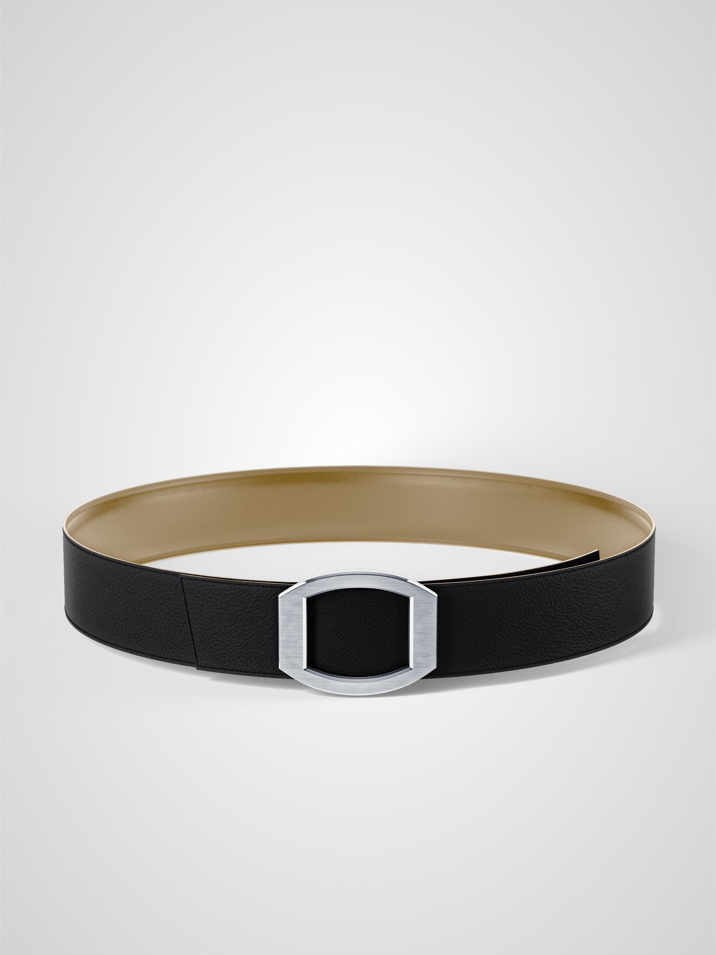 Ceinture femme en cuir noir Concorde palladium 38 mm réversible