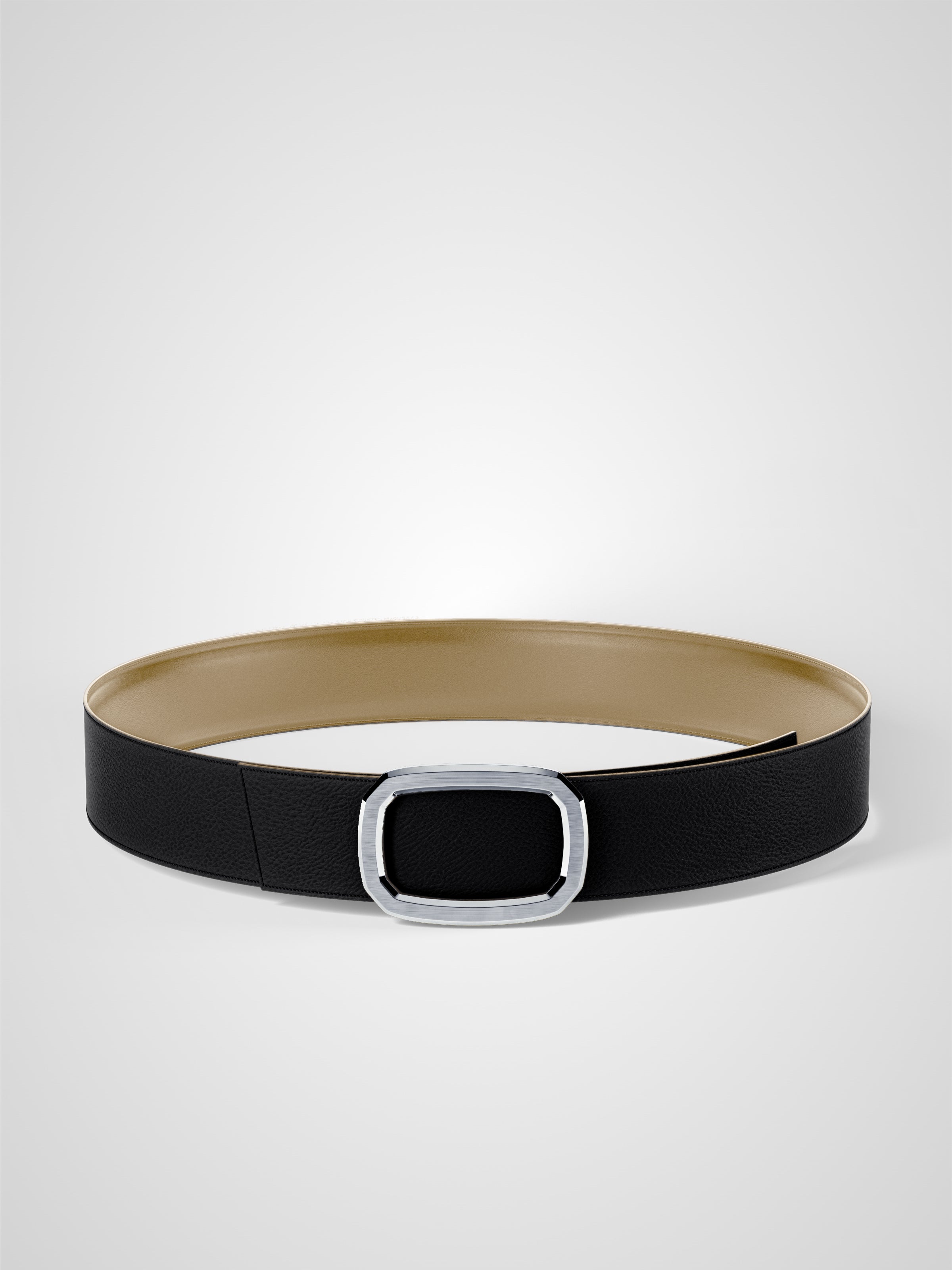 Ceinture homme en cuir noir Panthéon palladium 38 mm réversible