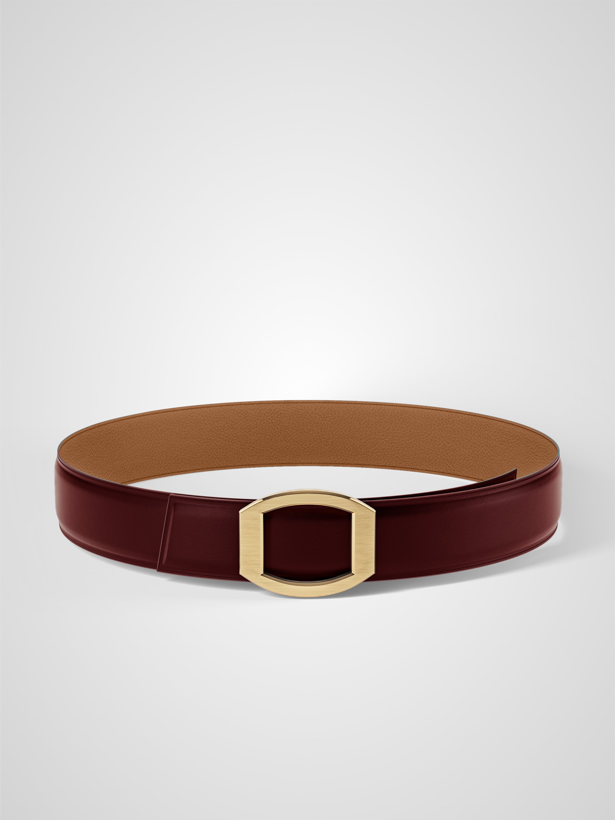 Ceinture homme en cuir bordeaux Concorde plaquée or 38 mm réversible