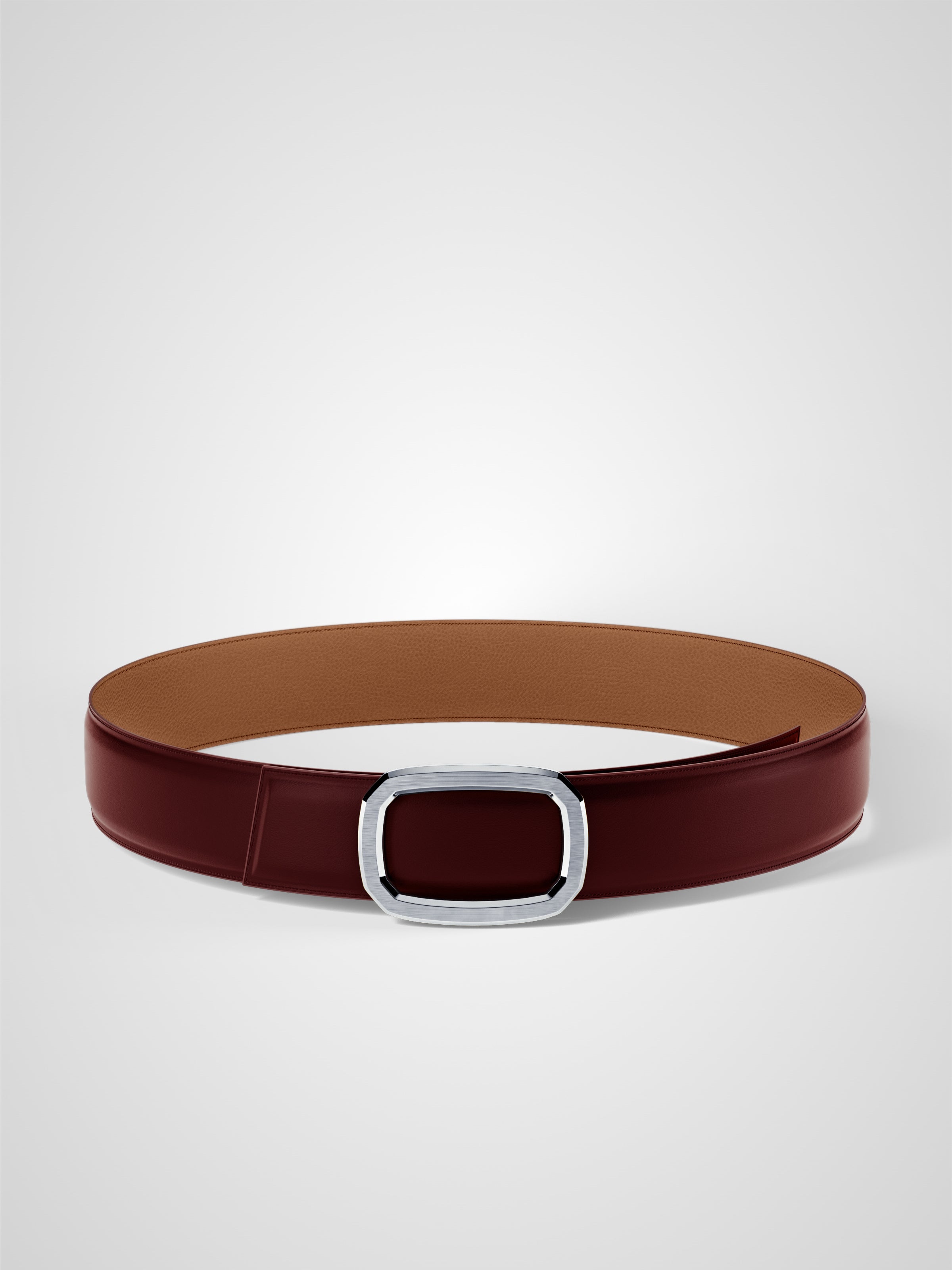 Ceinture homme en cuir bordeaux Panthéon palladium 38 mm réversible