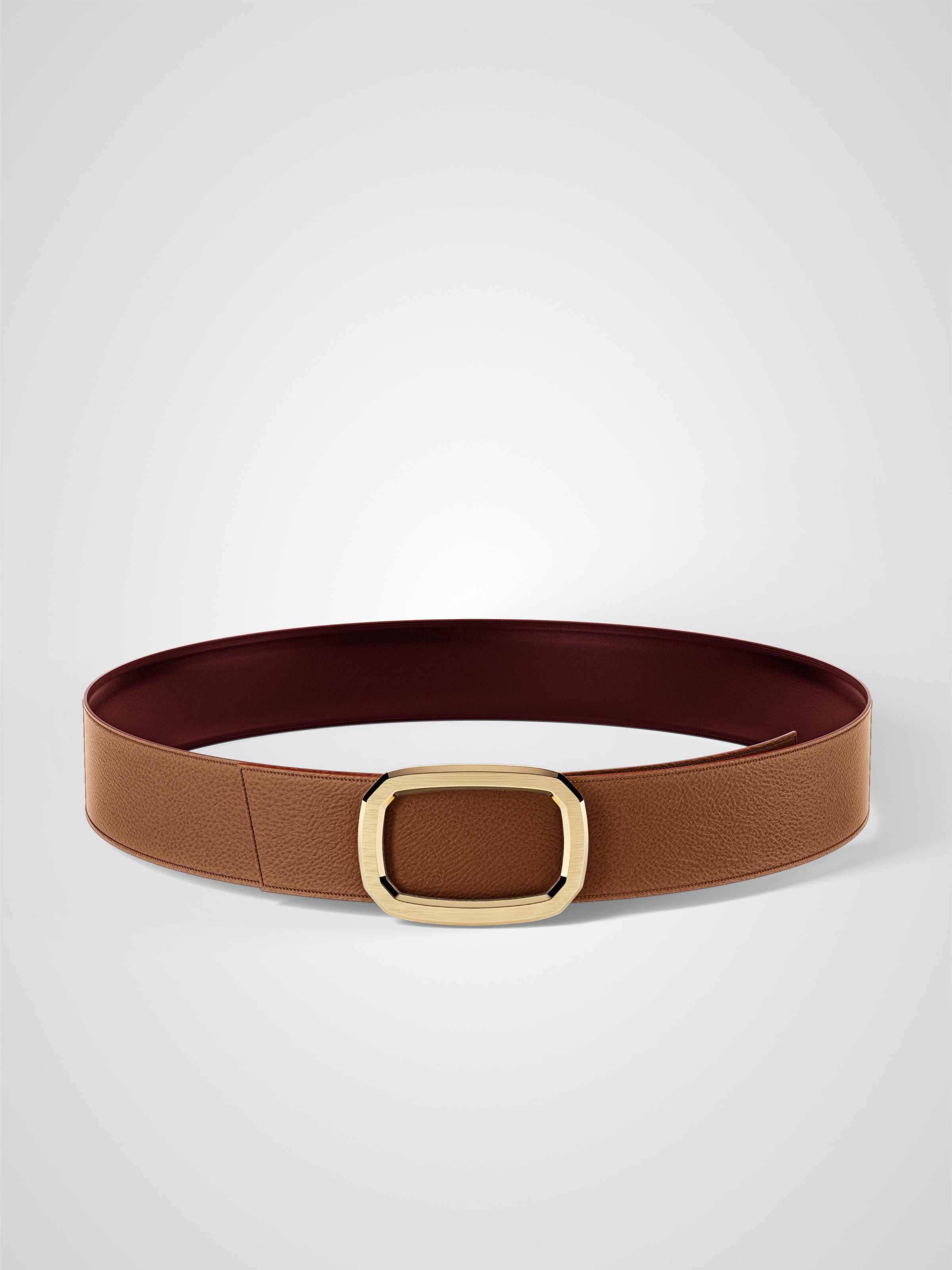 Ceinture femme en cuir bordeaux Panthéon plaquée or 38 mm réversible