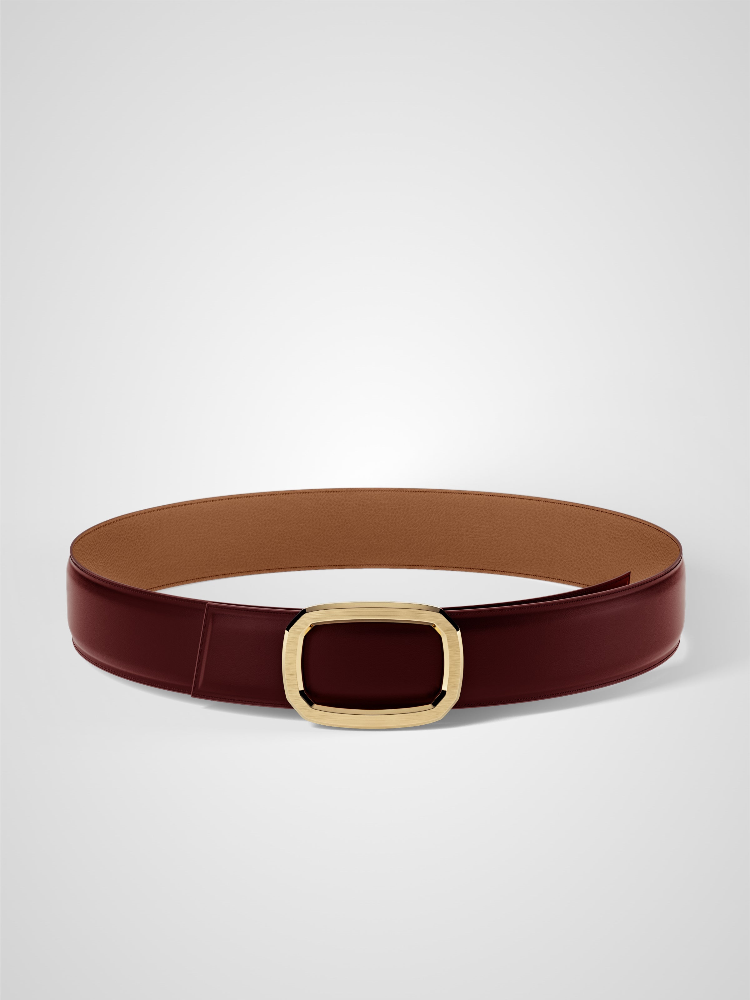 Ceinture femme en cuir bordeaux Panthéon plaquée or 38 mm réversible