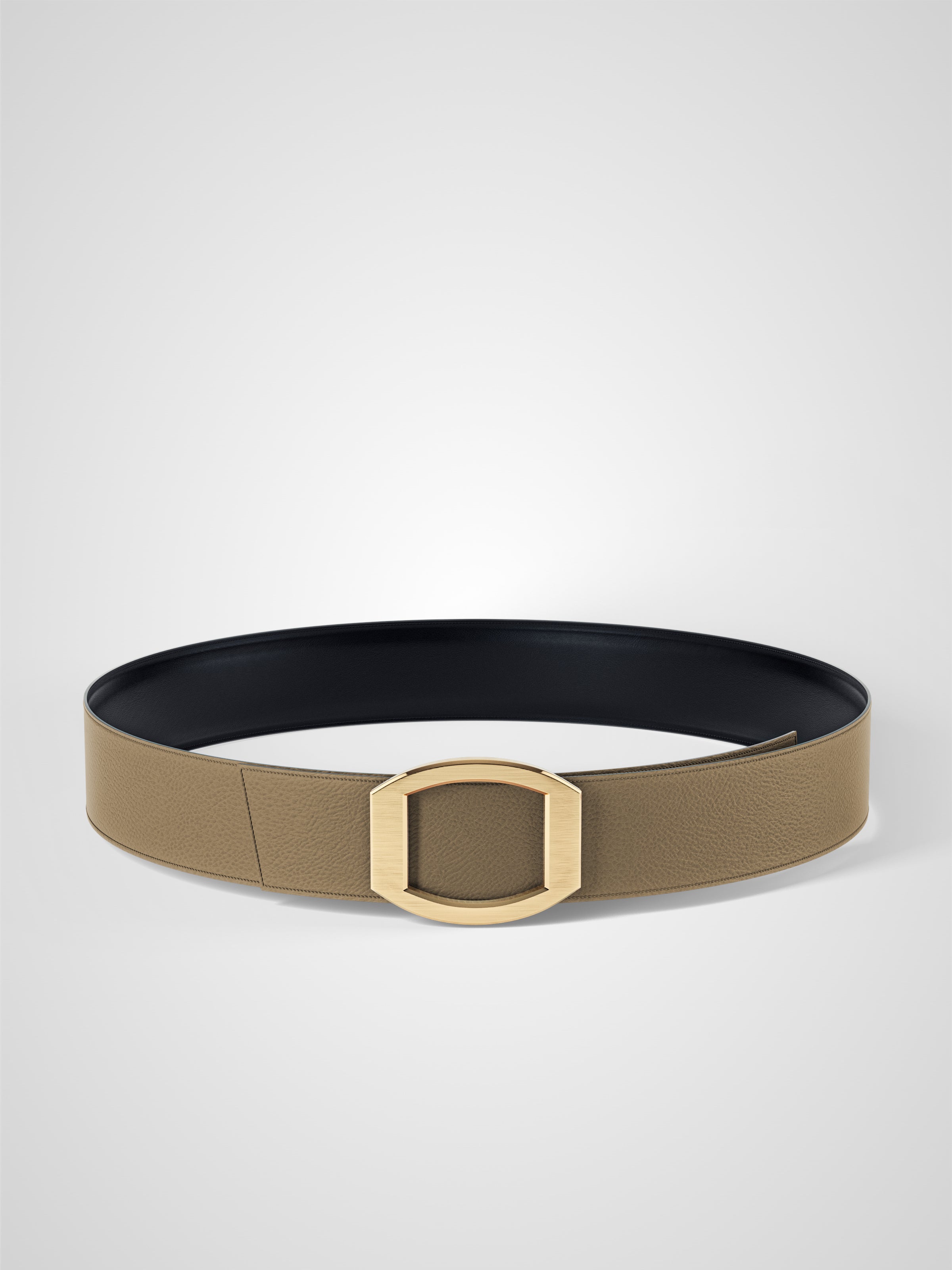 Ceinture femme en cuir beige Concorde plaquée or 38 mm réversible