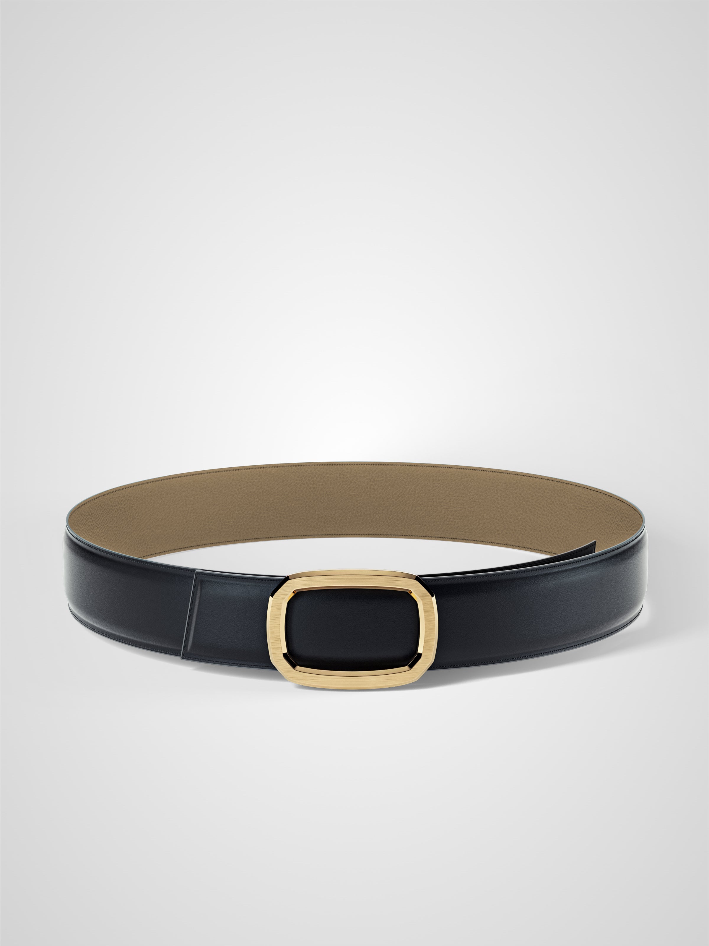 Ceinture femme en cuir beige Panthéon plaquée or 38 mm réversible