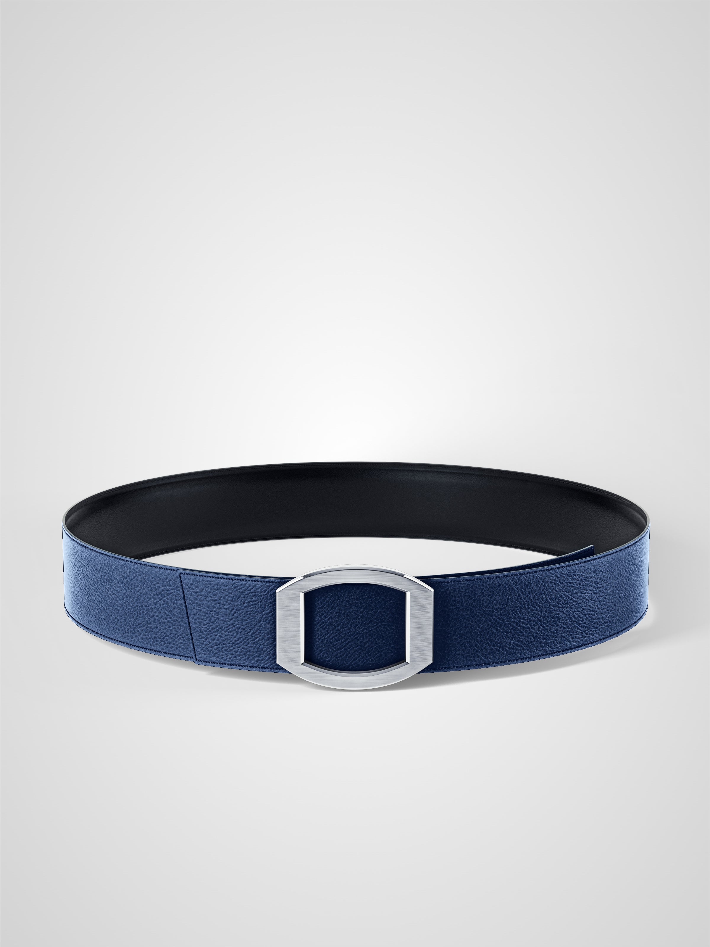 Ceinture homme en cuir bleu marine Concorde palladium 38 mm réversible