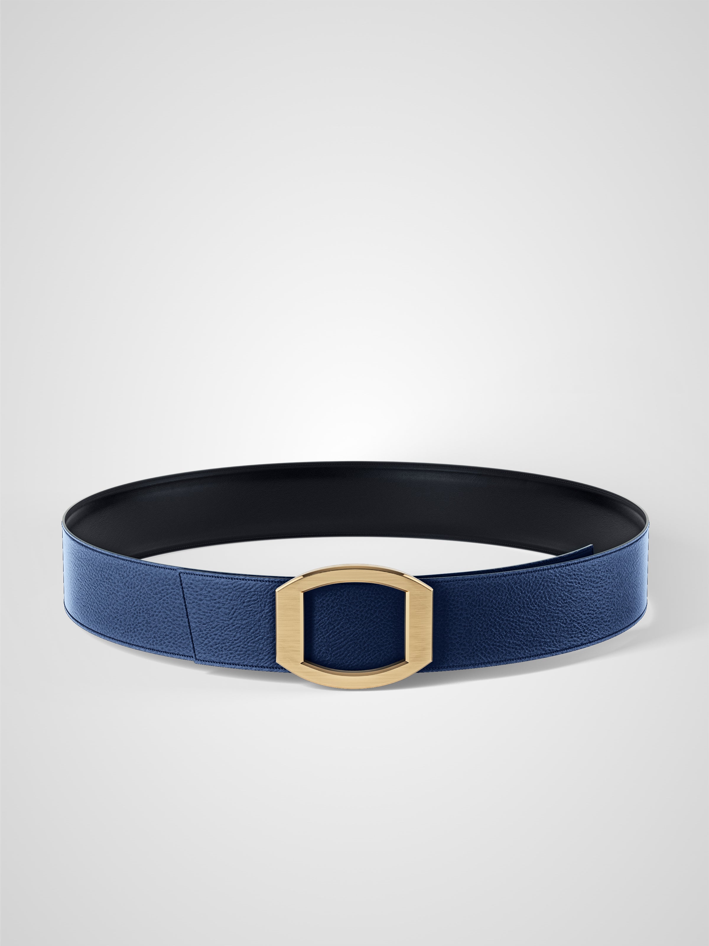 Ceinture femme en cuir bleu marine Concorde plaquée or 38 mm réversible