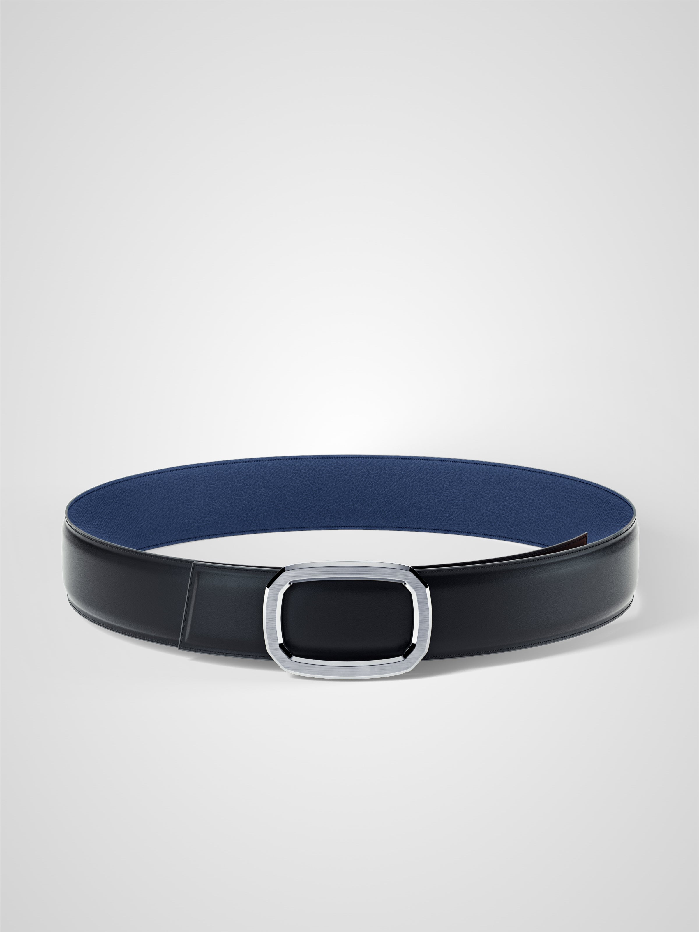 Ceinture homme en cuir bleu marine Panthéon palladium 38 mm réversible