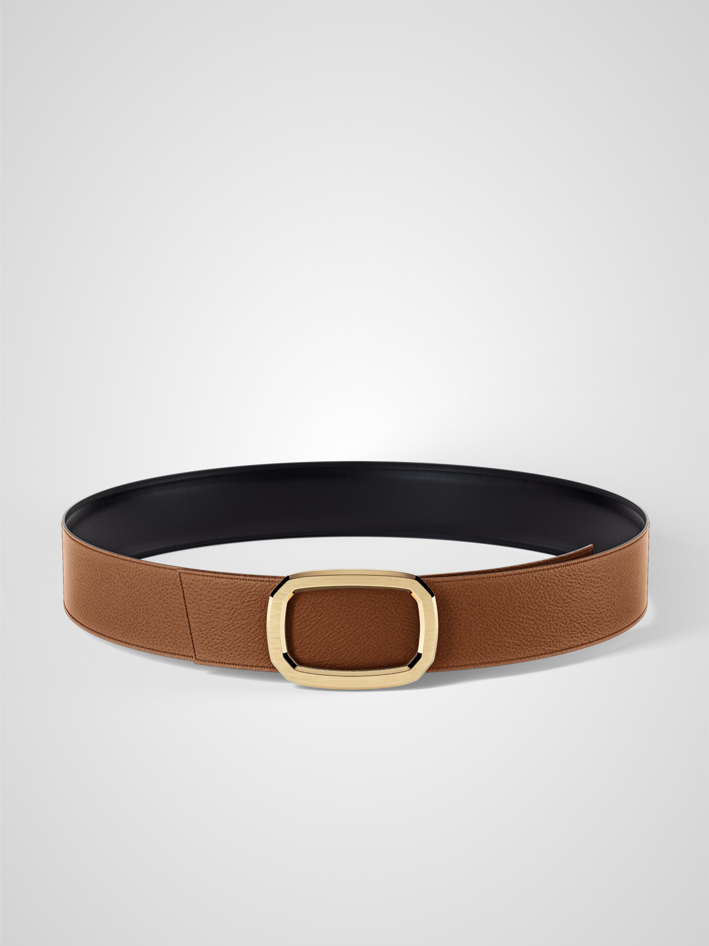 Ceinture homme en cuir gold Panthéon plaquée or 38 mm réversible