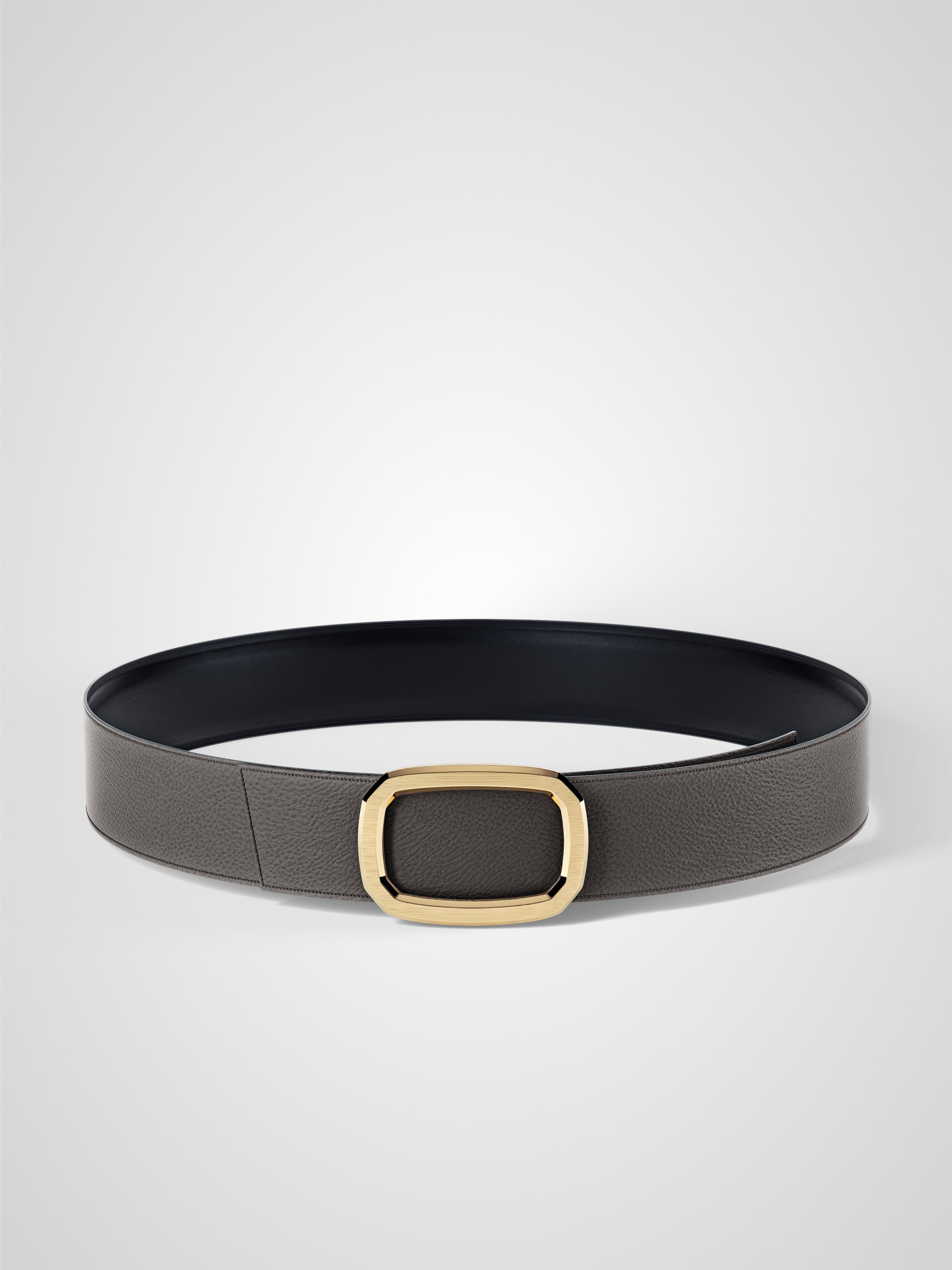Ceinture homme en cuir gris Panthéon plaquée or 38 mm réversible