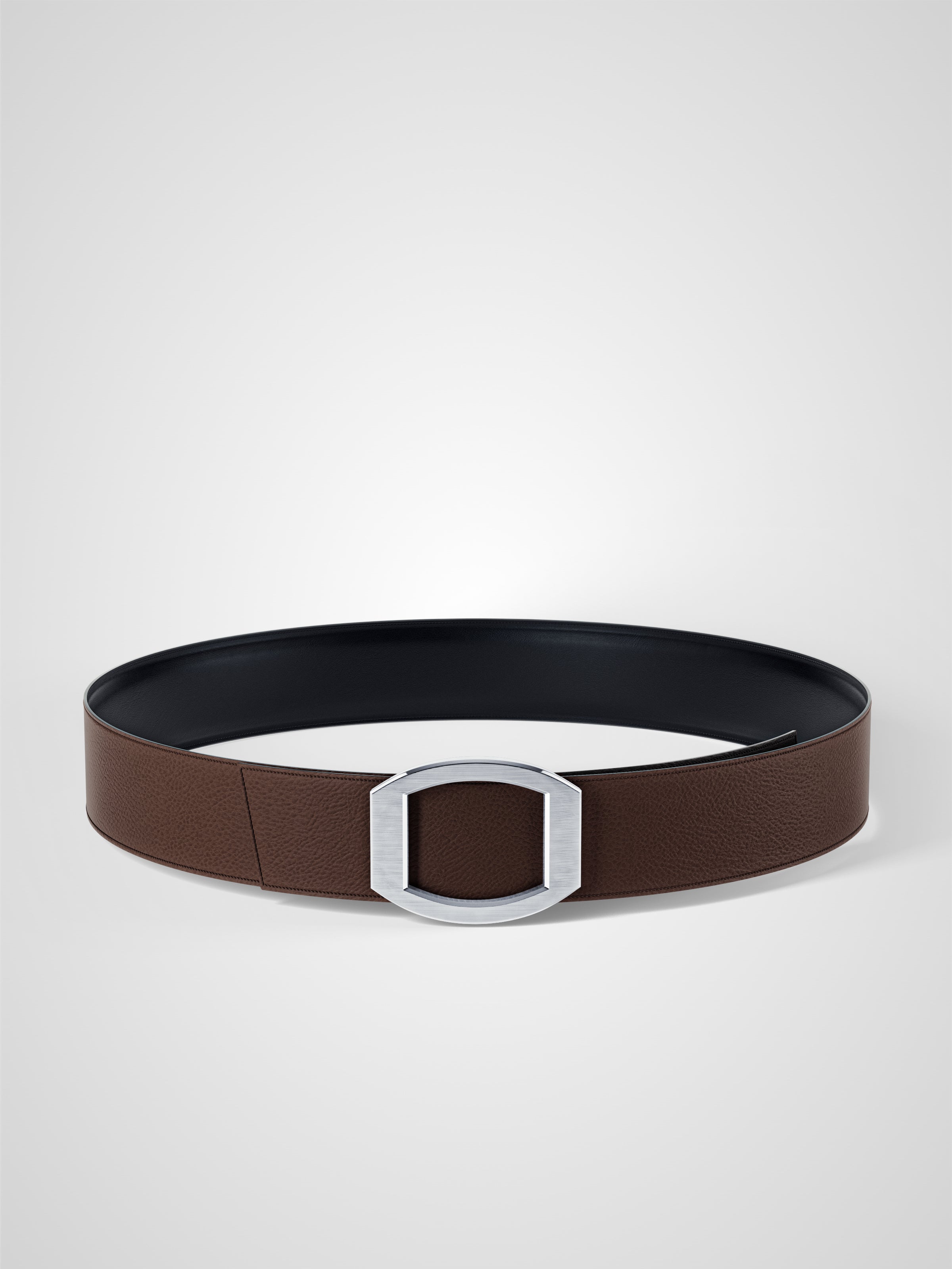 Ceinture homme en cuir marron Concorde palladium 38 mm réversible