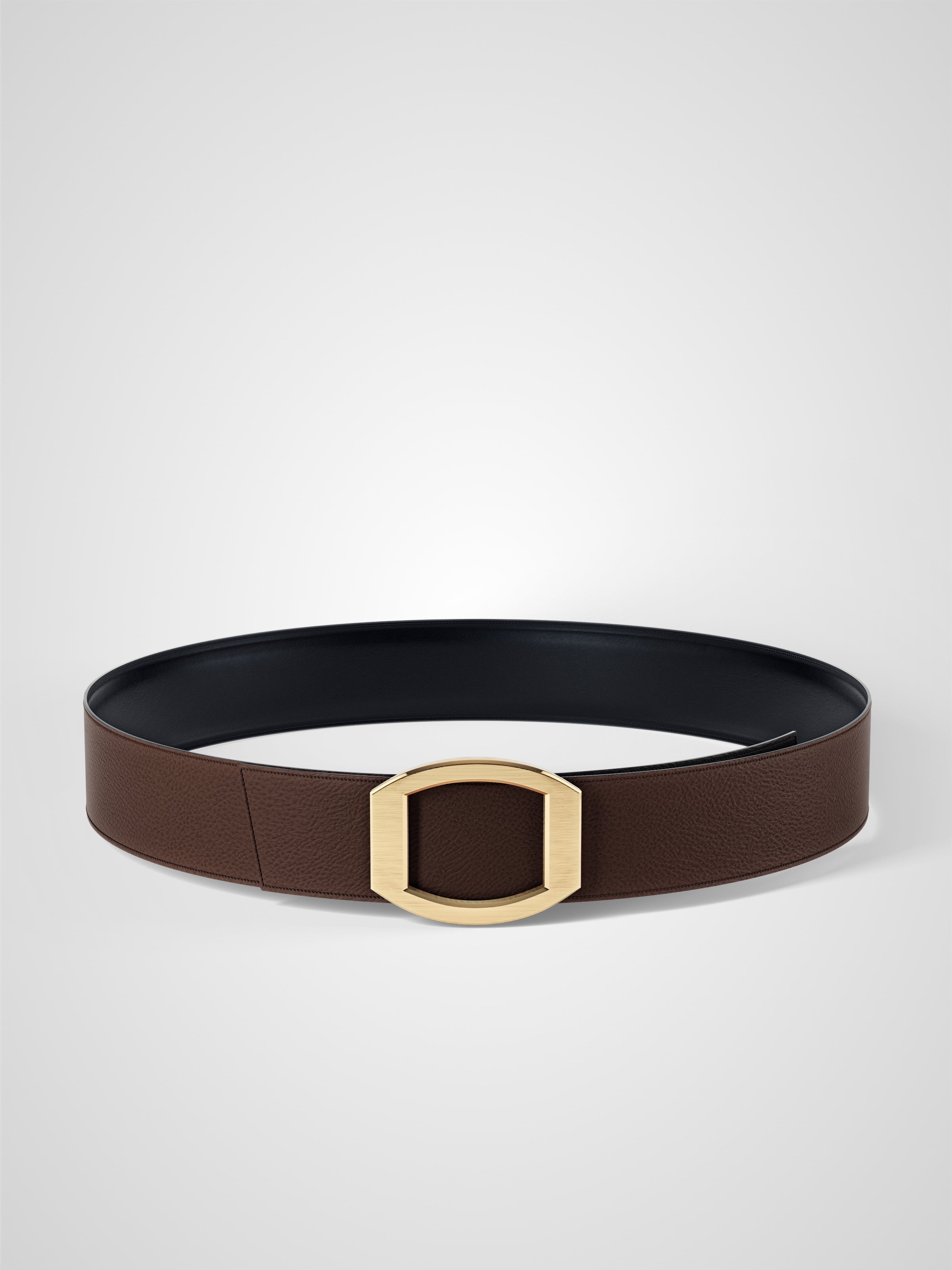 Ceinture femme en cuir marron Concorde plaquée or 38 mm réversible